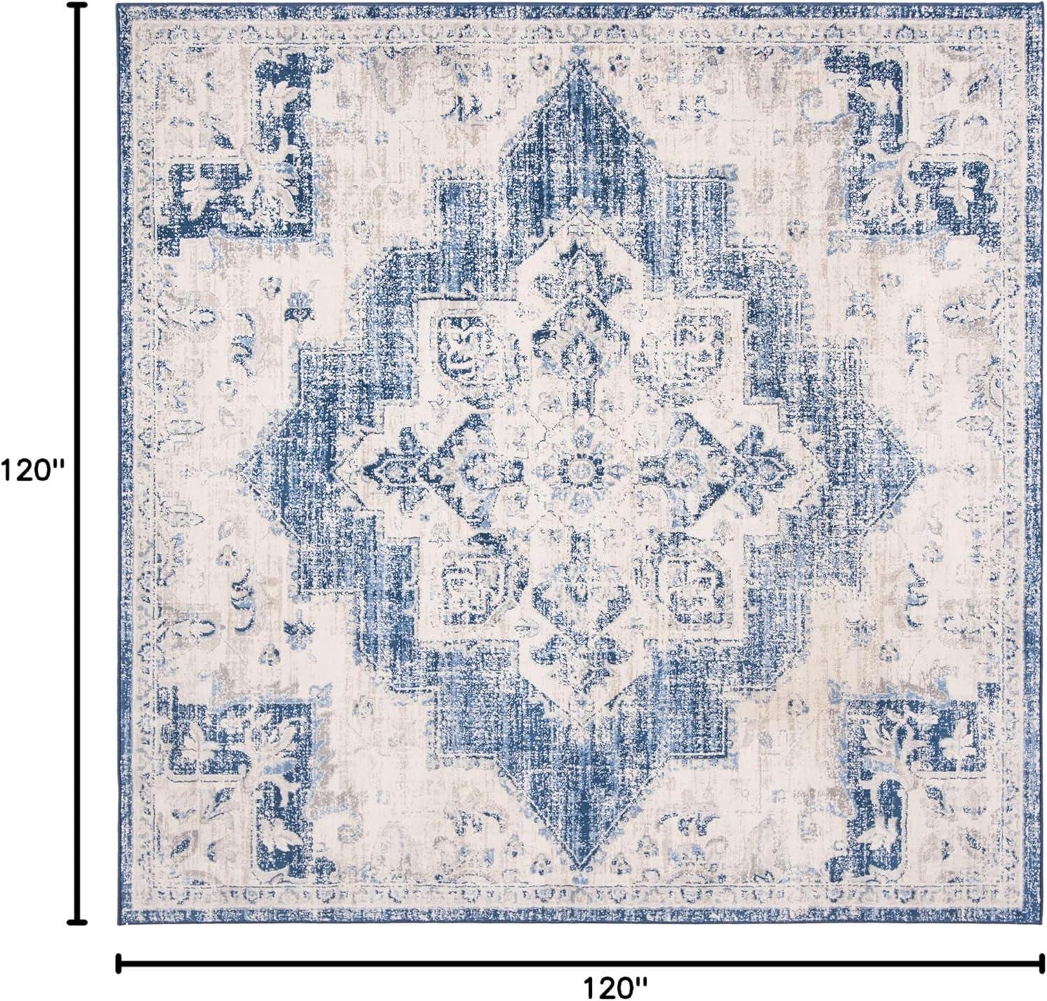 image:imageSAFAVIEH Area Rug 8x10 Brentwood Collection Large Navy amp Cream Medallion Distressed Design NonShedding amp Easy Cleaning Ideal for Living Room Bedroom Dining Space BNT865NIvoryNavy