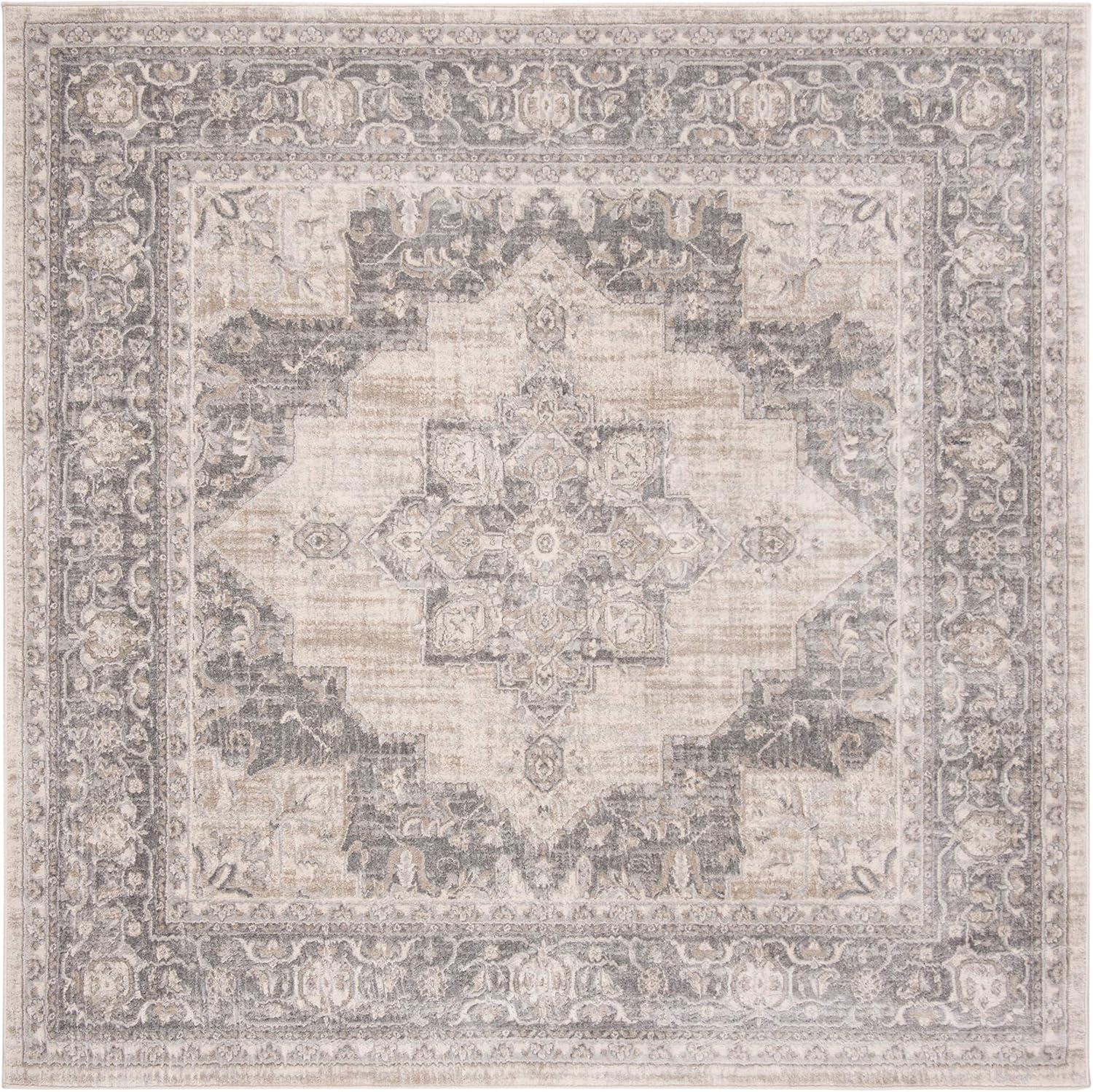 image:imageSAFAVIEH Area Rug 8x10 Brentwood Collection Large Navy amp Cream Medallion Distressed Design NonShedding amp Easy Cleaning Ideal for Living Room Bedroom Dining Space BNT865NCreamGrey