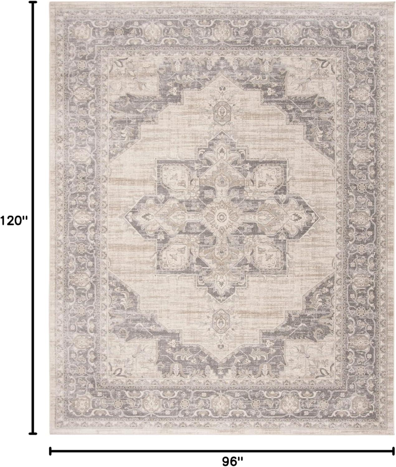 image:imageSAFAVIEH Area Rug 8x10 Brentwood Collection Large Navy amp Cream Medallion Distressed Design NonShedding amp Easy Cleaning Ideal for Living Room Bedroom Dining Space BNT865NCreamGrey
