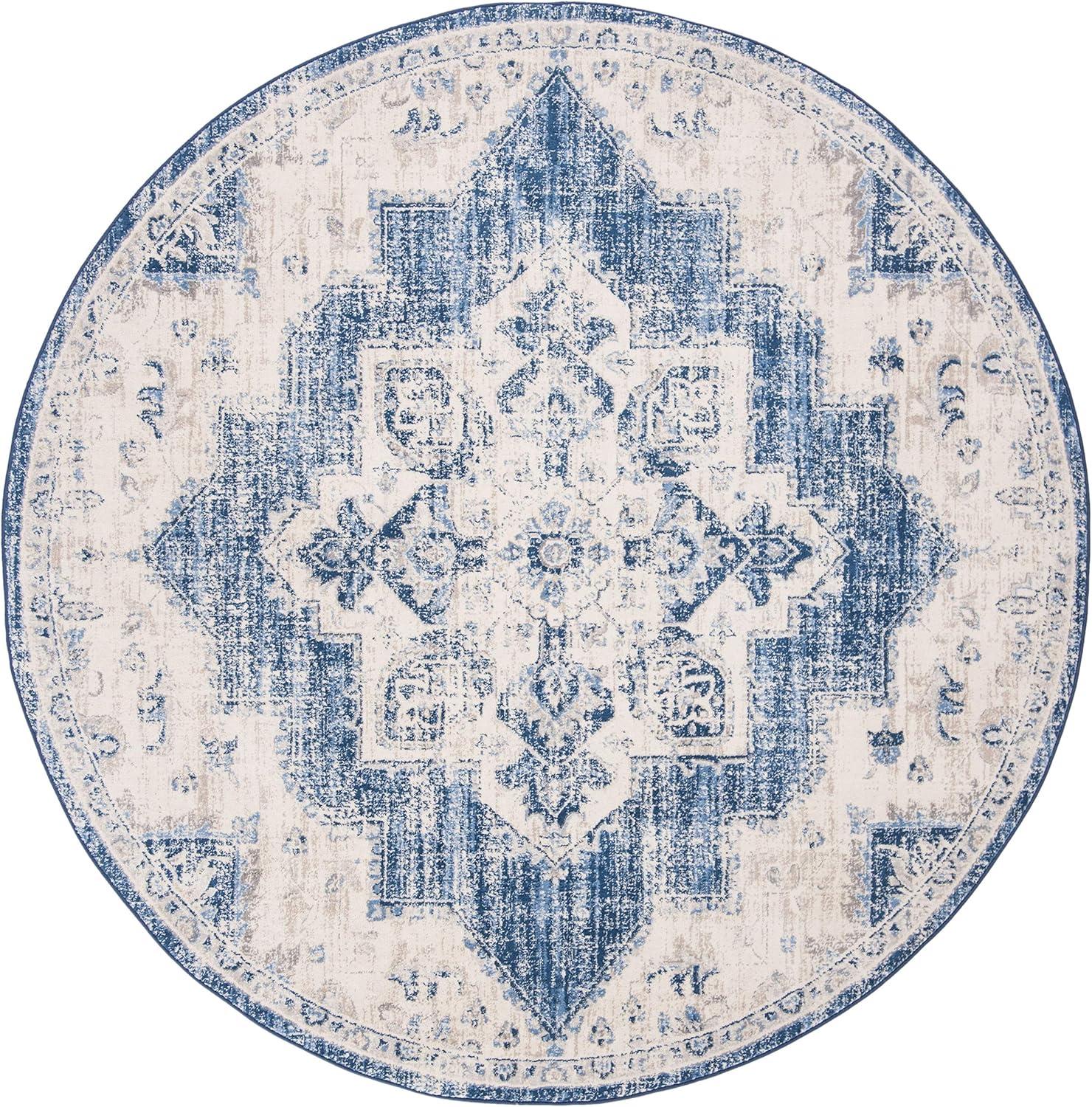 image:imageSAFAVIEH Area Rug 8x10 Brentwood Collection Large Navy amp Cream Medallion Distressed Design NonShedding amp Easy Cleaning Ideal for Living Room Bedroom Dining Space BNT865NIvoryNavy