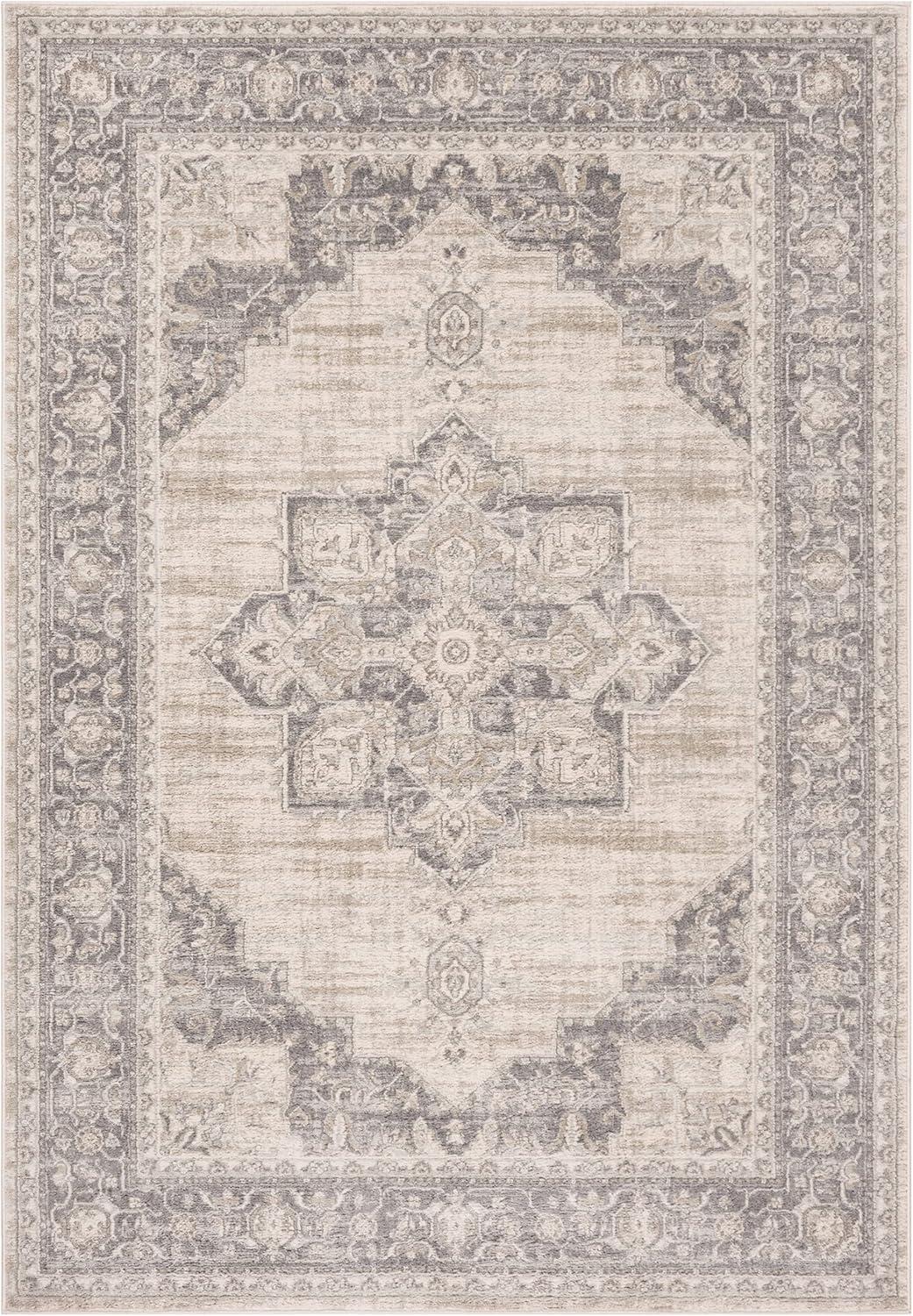 image:imageSAFAVIEH Area Rug 8x10 Brentwood Collection Large Navy amp Cream Medallion Distressed Design NonShedding amp Easy Cleaning Ideal for Living Room Bedroom Dining Space BNT865NCreamGrey