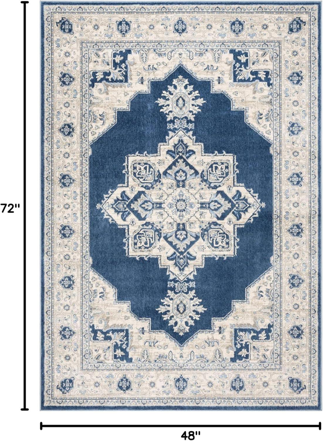 image:imageSAFAVIEH Area Rug 8x10 Brentwood Collection Large Navy amp Cream Medallion Distressed Design NonShedding amp Easy Cleaning Ideal for Living Room Bedroom Dining Space BNT865NNavyCreme