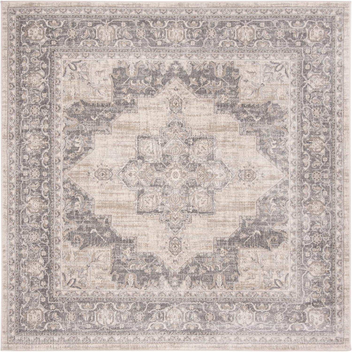 image:imageSAFAVIEH Area Rug 8x10 Brentwood Collection Large Navy amp Cream Medallion Distressed Design NonShedding amp Easy Cleaning Ideal for Living Room Bedroom Dining Space BNT865NCreamGrey