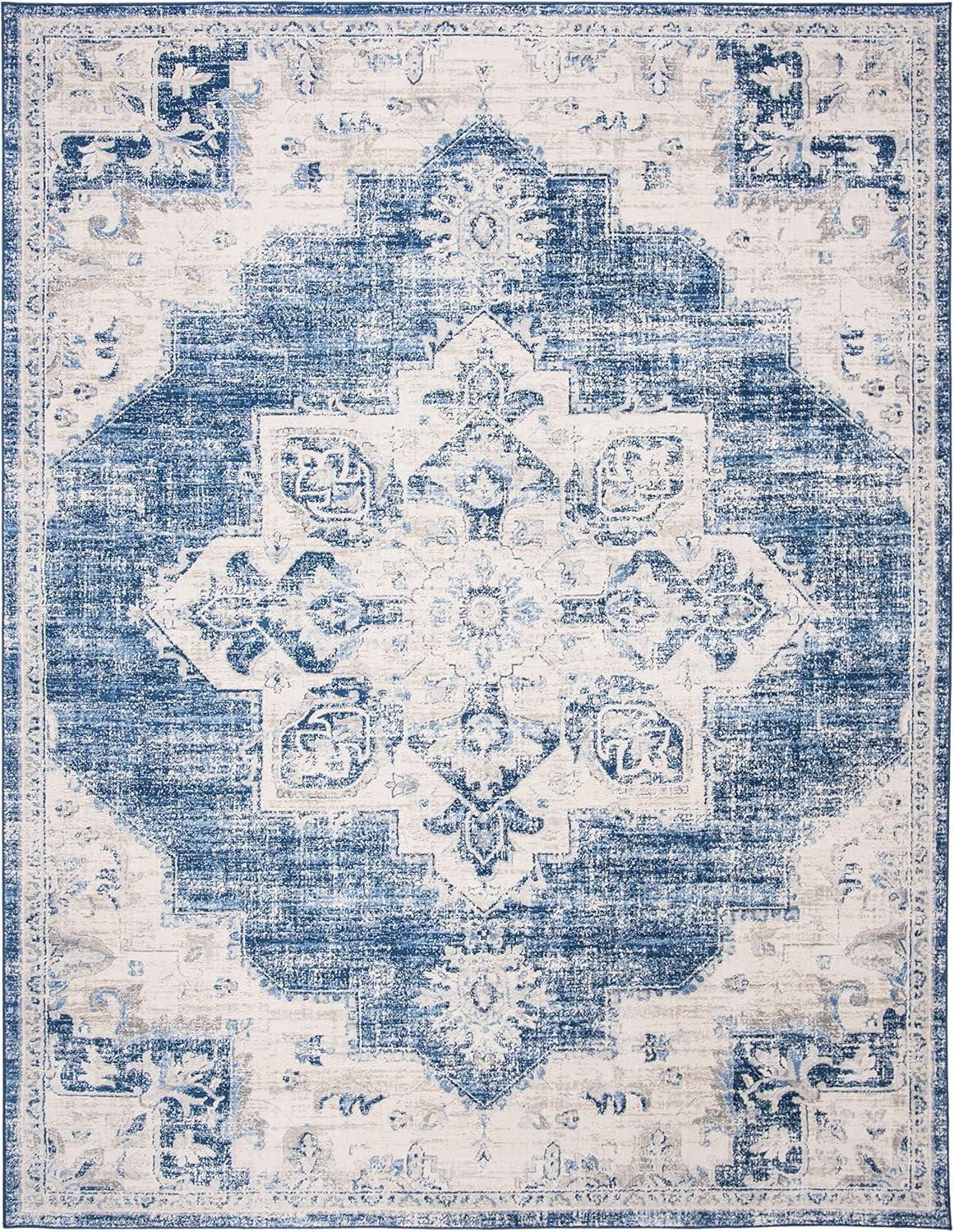 image:imageSAFAVIEH Area Rug 8x10 Brentwood Collection Large Navy amp Cream Medallion Distressed Design NonShedding amp Easy Cleaning Ideal for Living Room Bedroom Dining Space BNT865NIvoryNavy