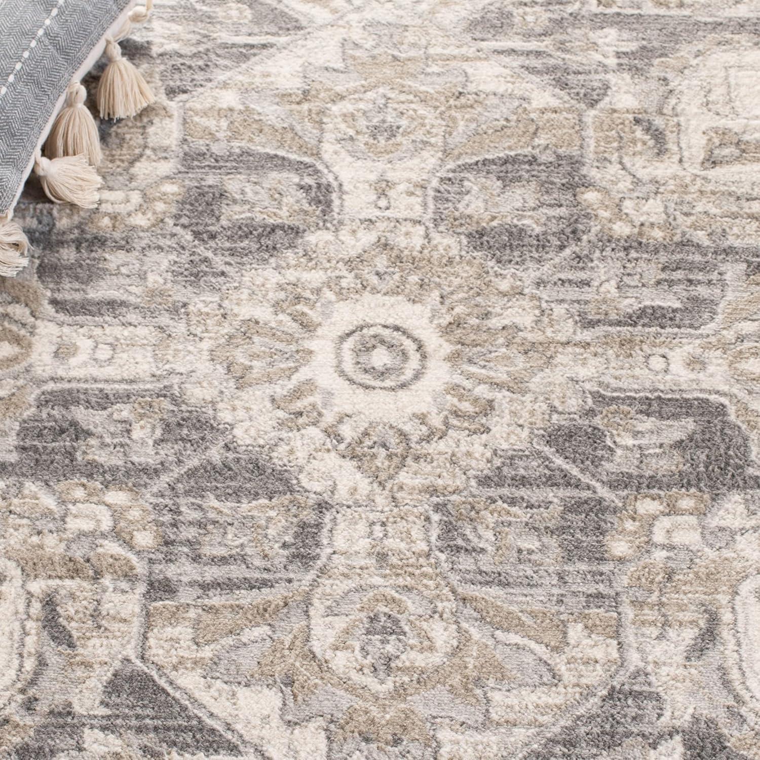 image:imageSAFAVIEH Area Rug 8x10 Brentwood Collection Large Navy amp Cream Medallion Distressed Design NonShedding amp Easy Cleaning Ideal for Living Room Bedroom Dining Space BNT865NCreamGrey