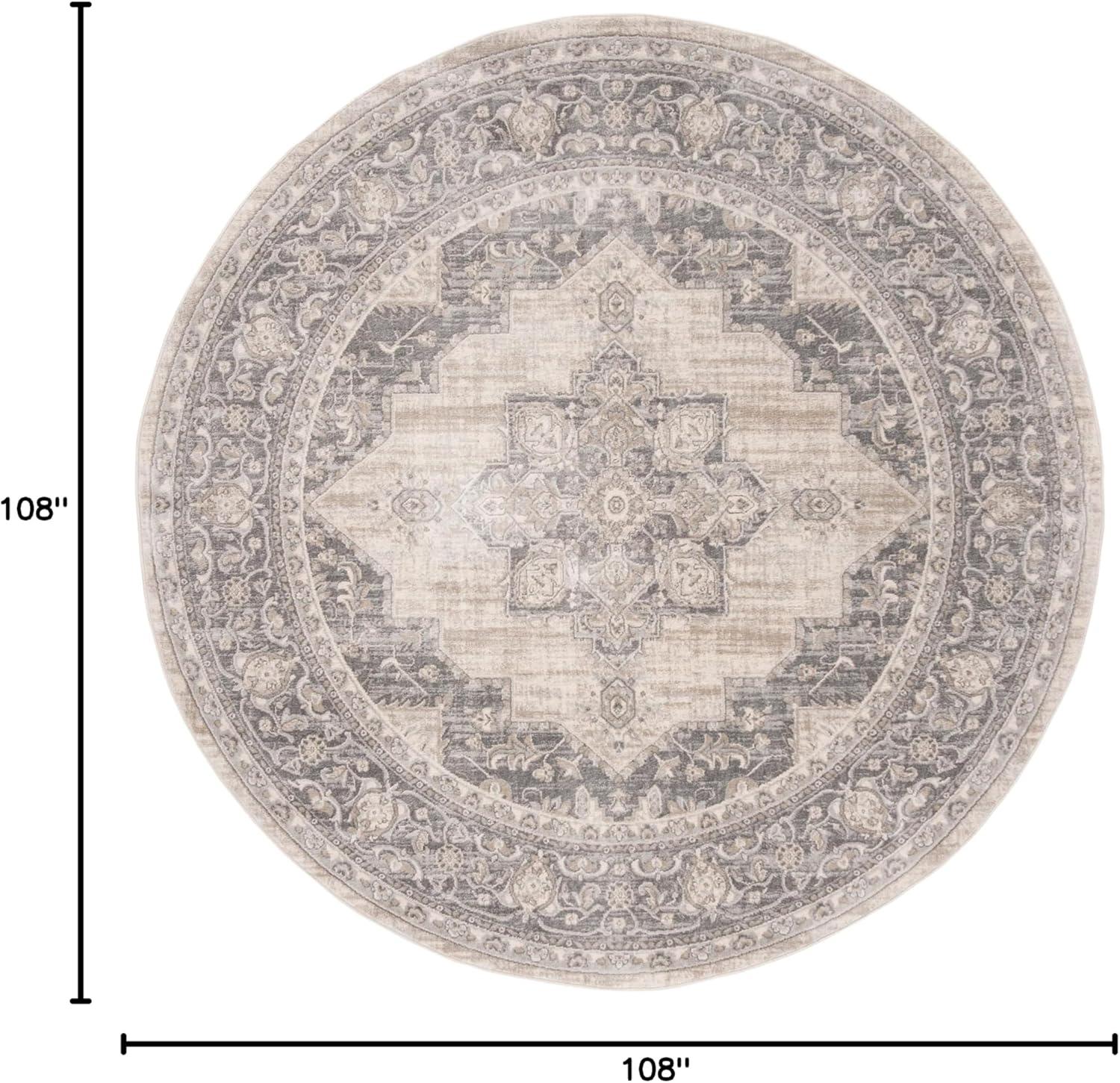 image:imageSAFAVIEH Area Rug 8x10 Brentwood Collection Large Navy amp Cream Medallion Distressed Design NonShedding amp Easy Cleaning Ideal for Living Room Bedroom Dining Space BNT865NCreamGrey