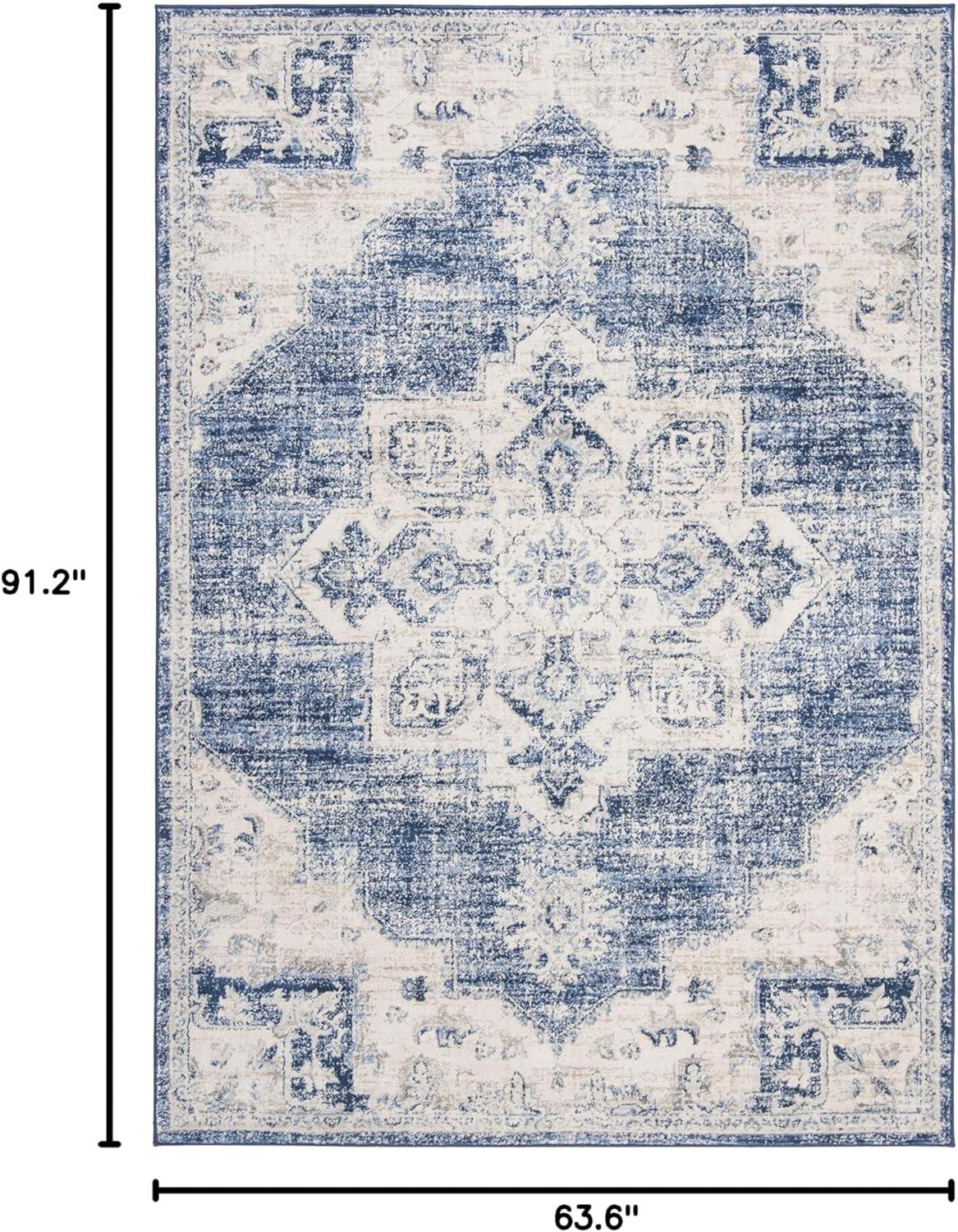 image:imageSAFAVIEH Area Rug 8x10 Brentwood Collection Large Navy amp Cream Medallion Distressed Design NonShedding amp Easy Cleaning Ideal for Living Room Bedroom Dining Space BNT865NIvoryNavy