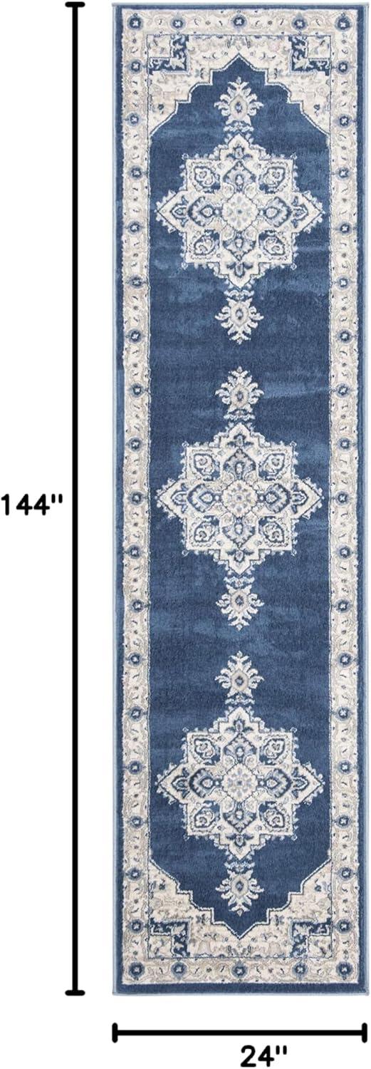 image:imageSAFAVIEH Area Rug 8x10 Brentwood Collection Large Navy amp Cream Medallion Distressed Design NonShedding amp Easy Cleaning Ideal for Living Room Bedroom Dining Space BNT865NNavyCreme