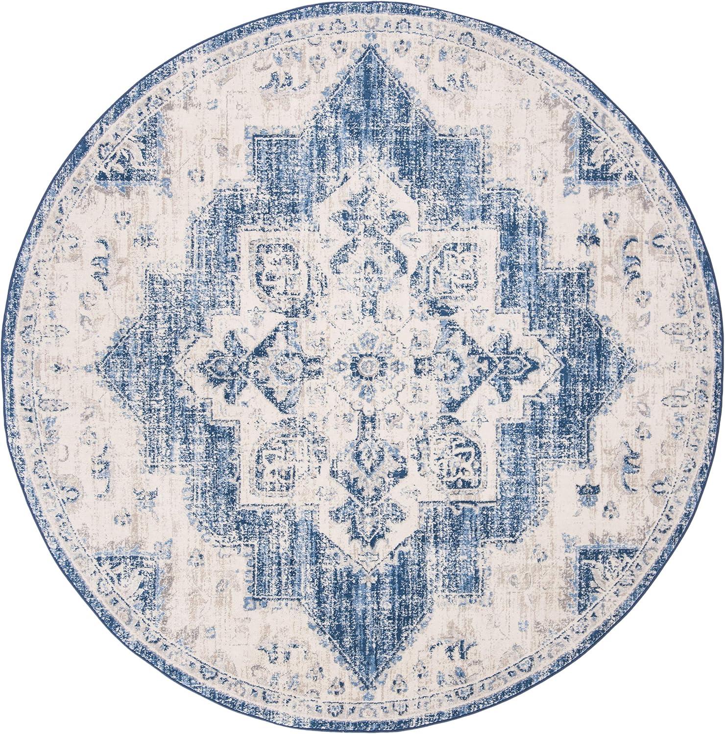 image:imageSAFAVIEH Area Rug 8x10 Brentwood Collection Large Navy amp Cream Medallion Distressed Design NonShedding amp Easy Cleaning Ideal for Living Room Bedroom Dining Space BNT865NIvoryNavy