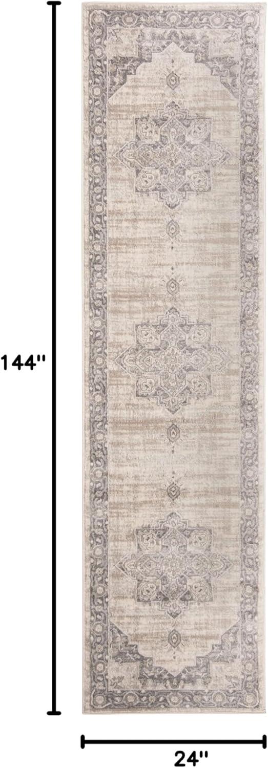 image:imageSAFAVIEH Area Rug 8x10 Brentwood Collection Large Navy amp Cream Medallion Distressed Design NonShedding amp Easy Cleaning Ideal for Living Room Bedroom Dining Space BNT865NCreamGrey