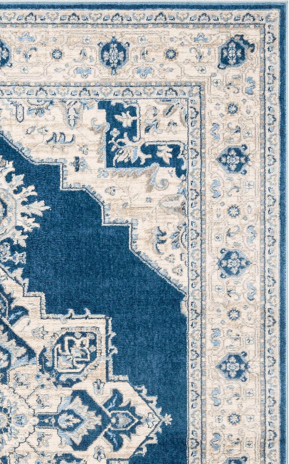 image:imageSAFAVIEH Area Rug 8x10 Brentwood Collection Large Navy amp Cream Medallion Distressed Design NonShedding amp Easy Cleaning Ideal for Living Room Bedroom Dining Space BNT865NNavyCreme