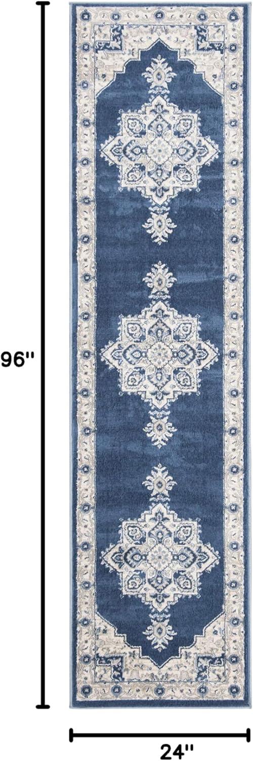 image:imageSAFAVIEH Area Rug 8x10 Brentwood Collection Large Navy amp Cream Medallion Distressed Design NonShedding amp Easy Cleaning Ideal for Living Room Bedroom Dining Space BNT865NNavyCreme