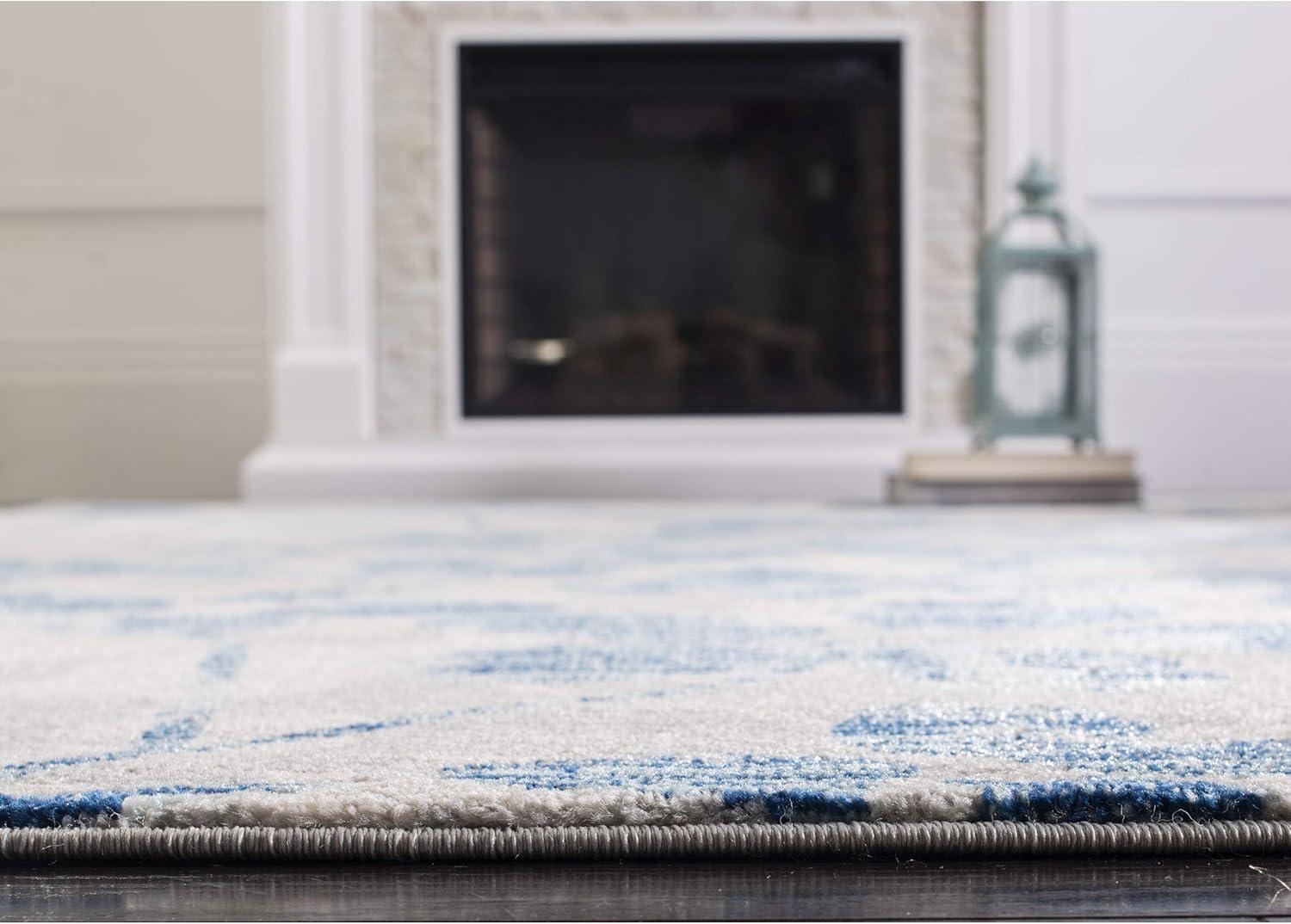 image:imageSAFAVIEH Area Rug 8x10 Evoke Collection Large Grey amp Gold Floral Design NonShedding amp Easy Cleaning Ideal for Living Room Bedroom Office Dining Space EVK236PGreyLight Blue