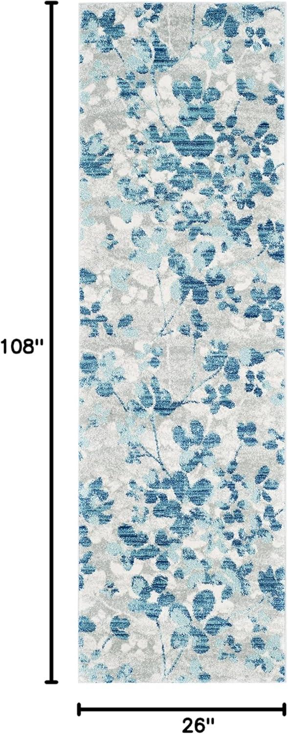 image:imageSAFAVIEH Area Rug 8x10 Evoke Collection Large Grey amp Gold Floral Design NonShedding amp Easy Cleaning Ideal for Living Room Bedroom Office Dining Space EVK236PGreyLight Blue