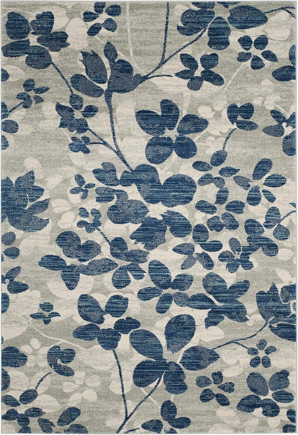 image:imageSAFAVIEH Area Rug 8x10 Evoke Collection Large Grey amp Gold Floral Design NonShedding amp Easy Cleaning Ideal for Living Room Bedroom Office Dining Space EVK236PGreyLight Blue