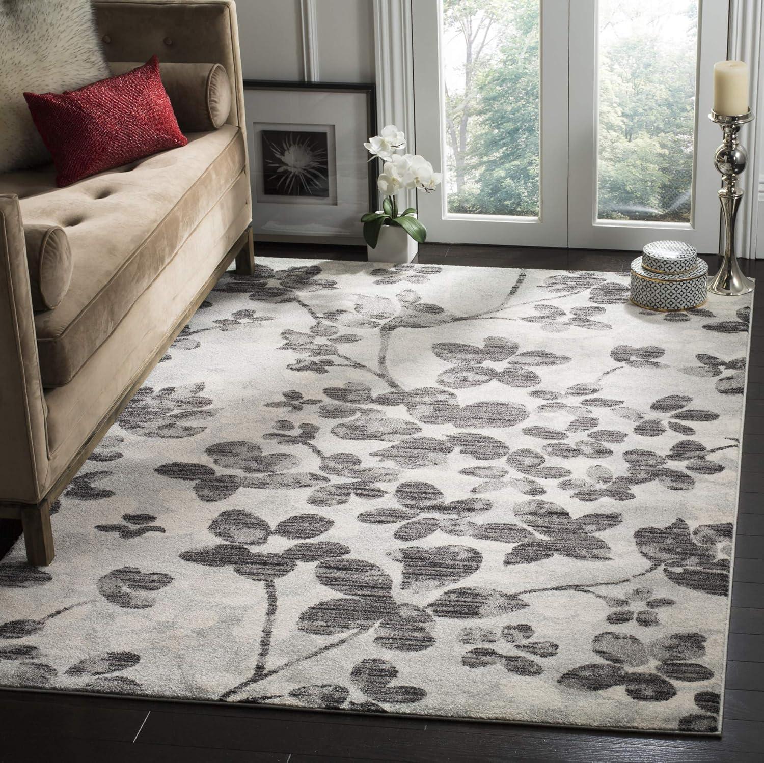 image:imageSAFAVIEH Area Rug 8x10 Evoke Collection Large Grey amp Gold Floral Design NonShedding amp Easy Cleaning Ideal for Living Room Bedroom Office Dining Space EVK236PGreyGold