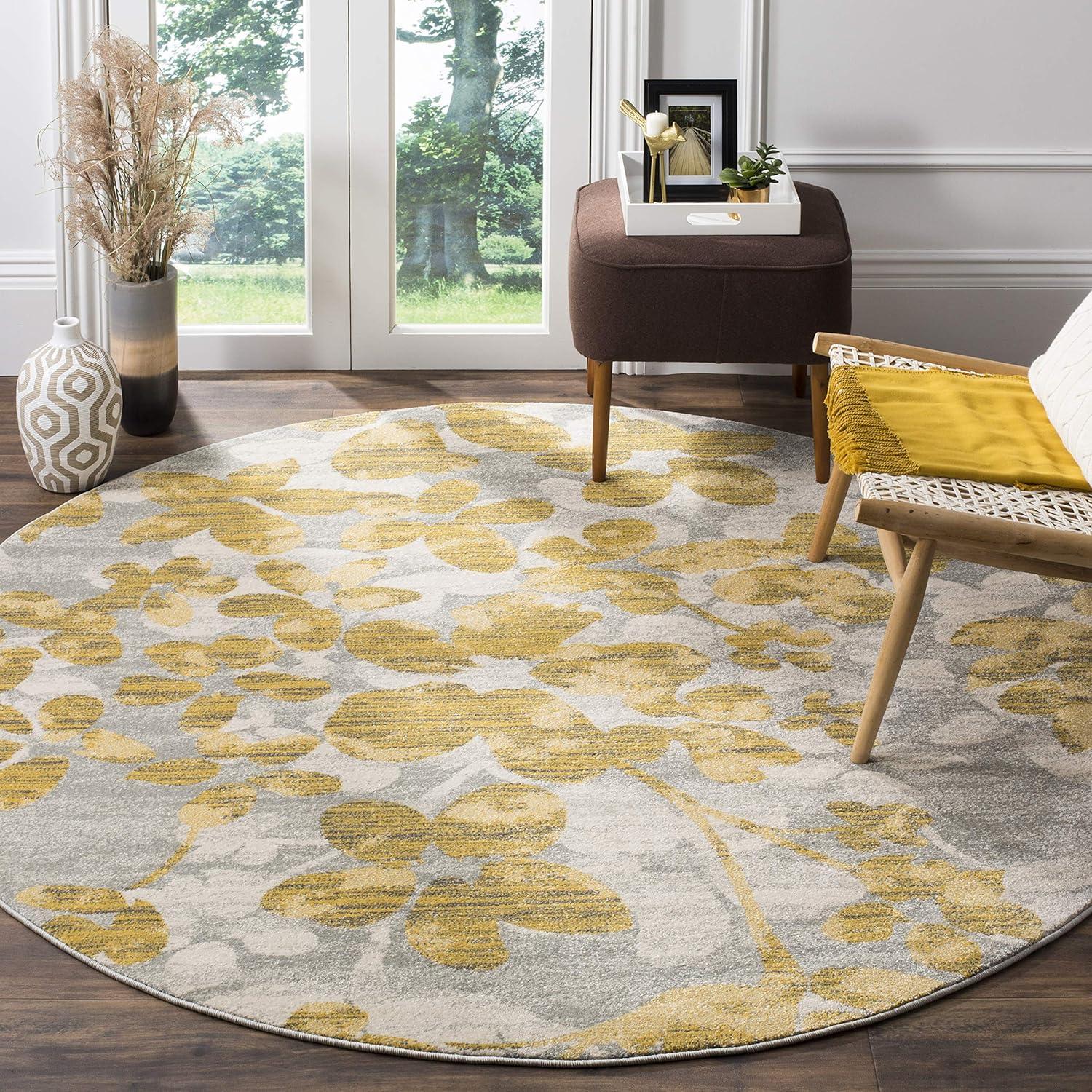 image:imageSAFAVIEH Area Rug 8x10 Evoke Collection Large Grey amp Gold Floral Design NonShedding amp Easy Cleaning Ideal for Living Room Bedroom Office Dining Space EVK236PGreyGold