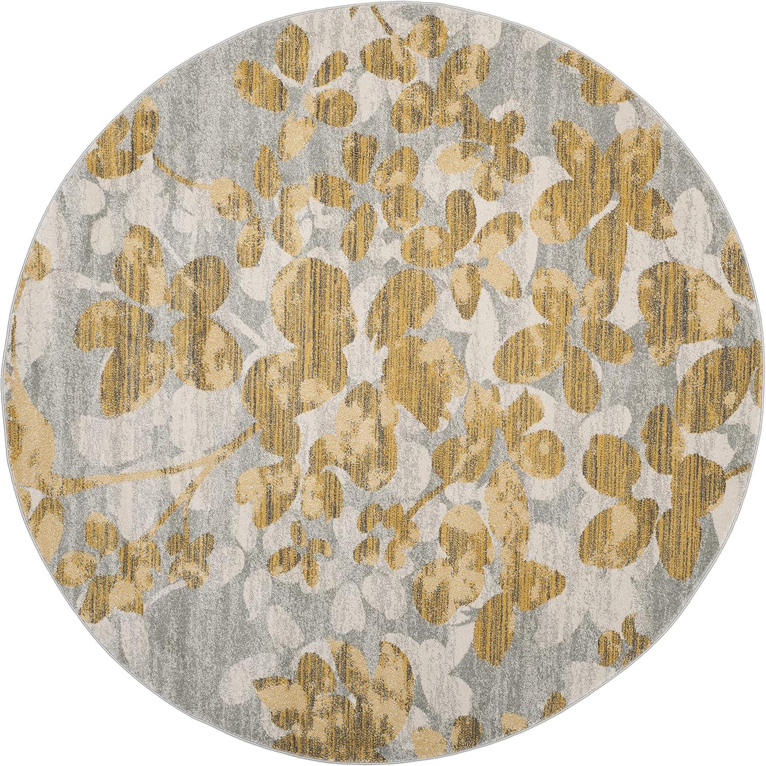 image:imageSAFAVIEH Area Rug 8x10 Evoke Collection Large Grey amp Gold Floral Design NonShedding amp Easy Cleaning Ideal for Living Room Bedroom Office Dining Space EVK236PGreyGold