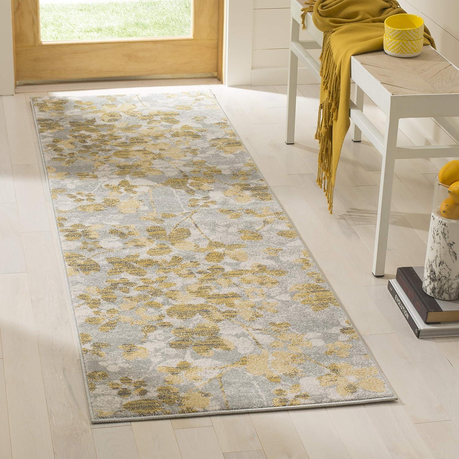 image:imageSAFAVIEH Area Rug 8x10 Evoke Collection Large Grey amp Gold Floral Design NonShedding amp Easy Cleaning Ideal for Living Room Bedroom Office Dining Space EVK236PGreyGold