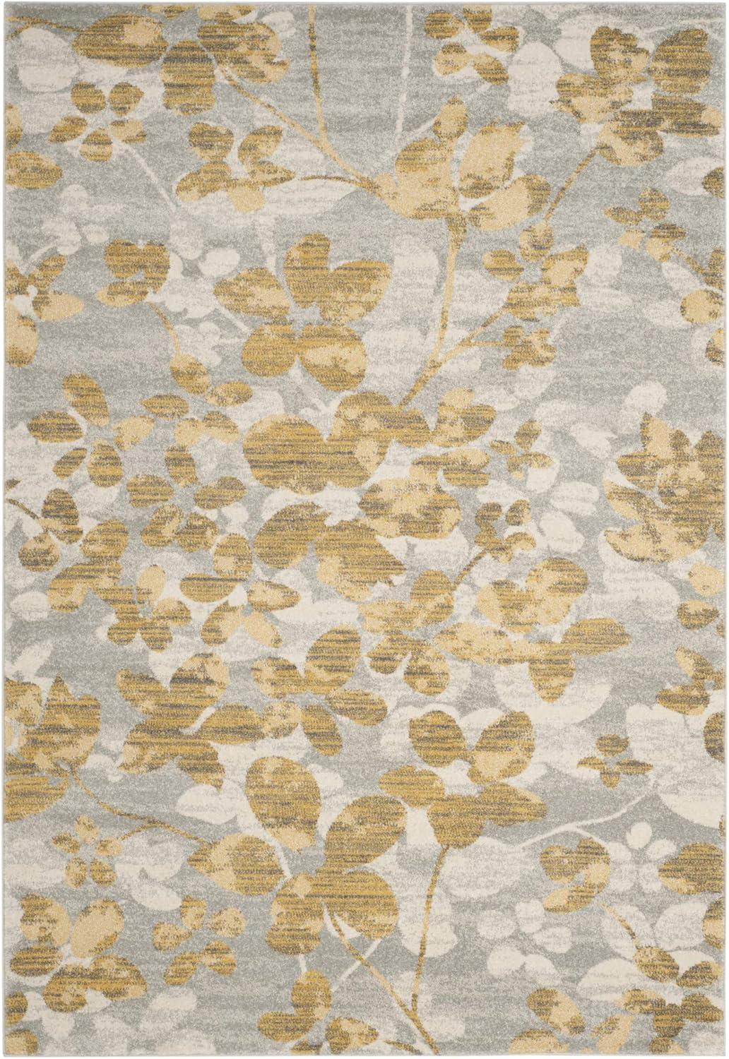 image:imageSAFAVIEH Area Rug 8x10 Evoke Collection Large Grey amp Gold Floral Design NonShedding amp Easy Cleaning Ideal for Living Room Bedroom Office Dining Space EVK236PGreyGold