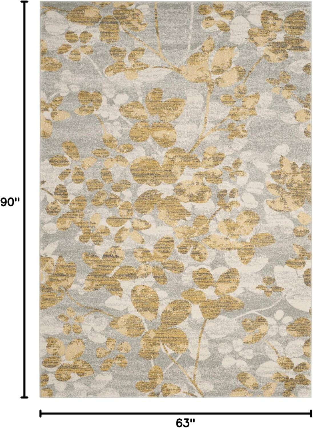 image:imageSAFAVIEH Area Rug 8x10 Evoke Collection Large Grey amp Gold Floral Design NonShedding amp Easy Cleaning Ideal for Living Room Bedroom Office Dining Space EVK236PGreyGold