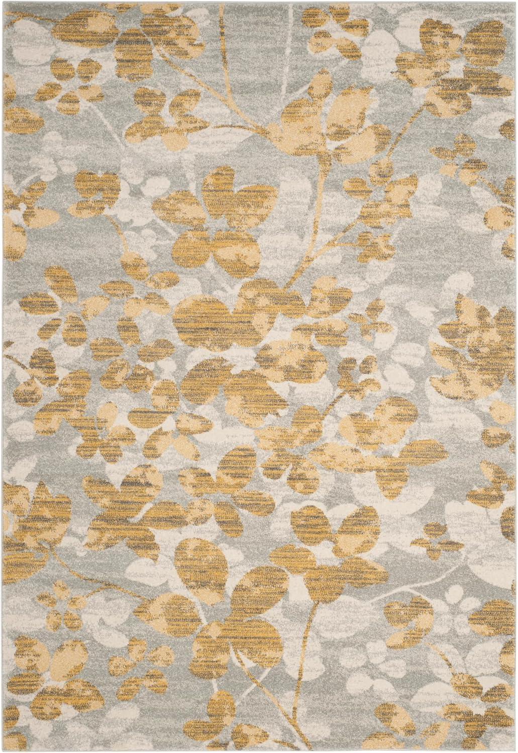 image:imageSAFAVIEH Area Rug 8x10 Evoke Collection Large Grey amp Gold Floral Design NonShedding amp Easy Cleaning Ideal for Living Room Bedroom Office Dining Space EVK236PGreyGold