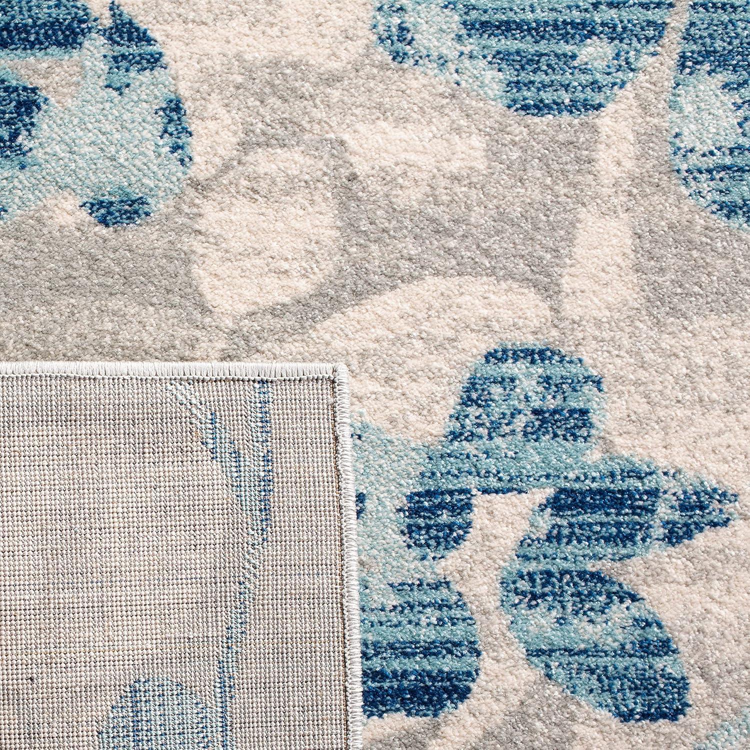 image:imageSAFAVIEH Area Rug 8x10 Evoke Collection Large Grey amp Gold Floral Design NonShedding amp Easy Cleaning Ideal for Living Room Bedroom Office Dining Space EVK236PGreyLight Blue