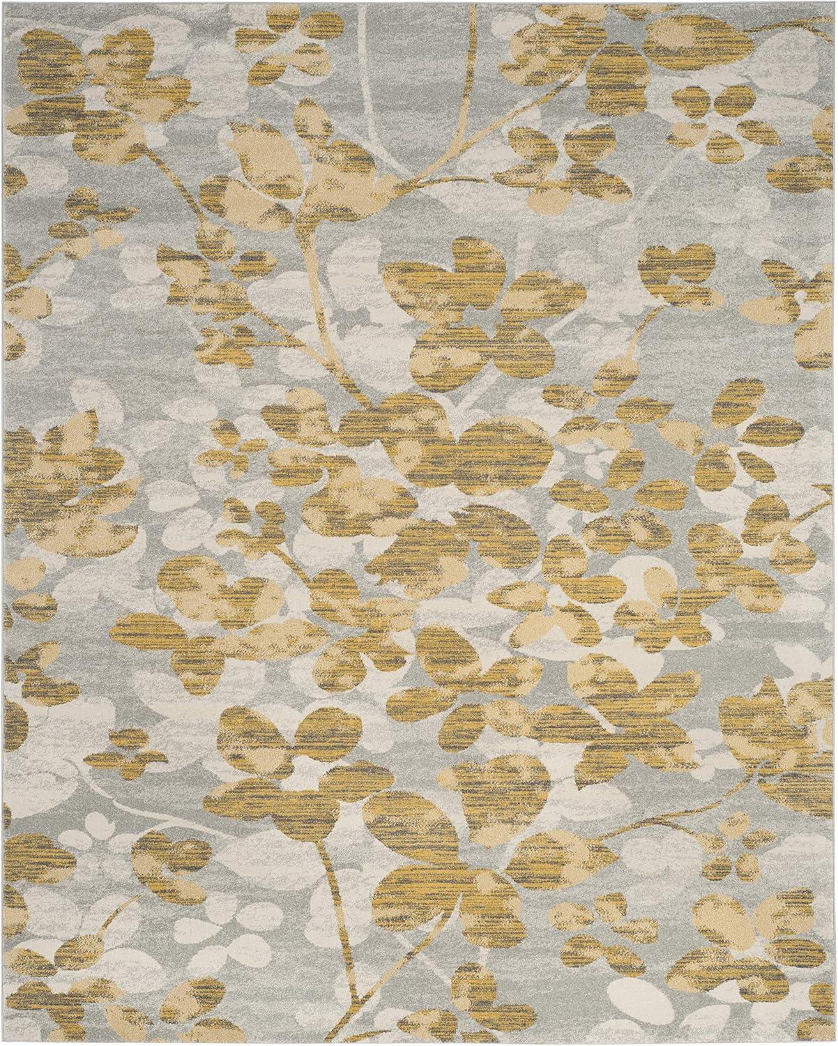 image:imageSAFAVIEH Area Rug 8x10 Evoke Collection Large Grey amp Gold Floral Design NonShedding amp Easy Cleaning Ideal for Living Room Bedroom Office Dining Space EVK236PGreyGold