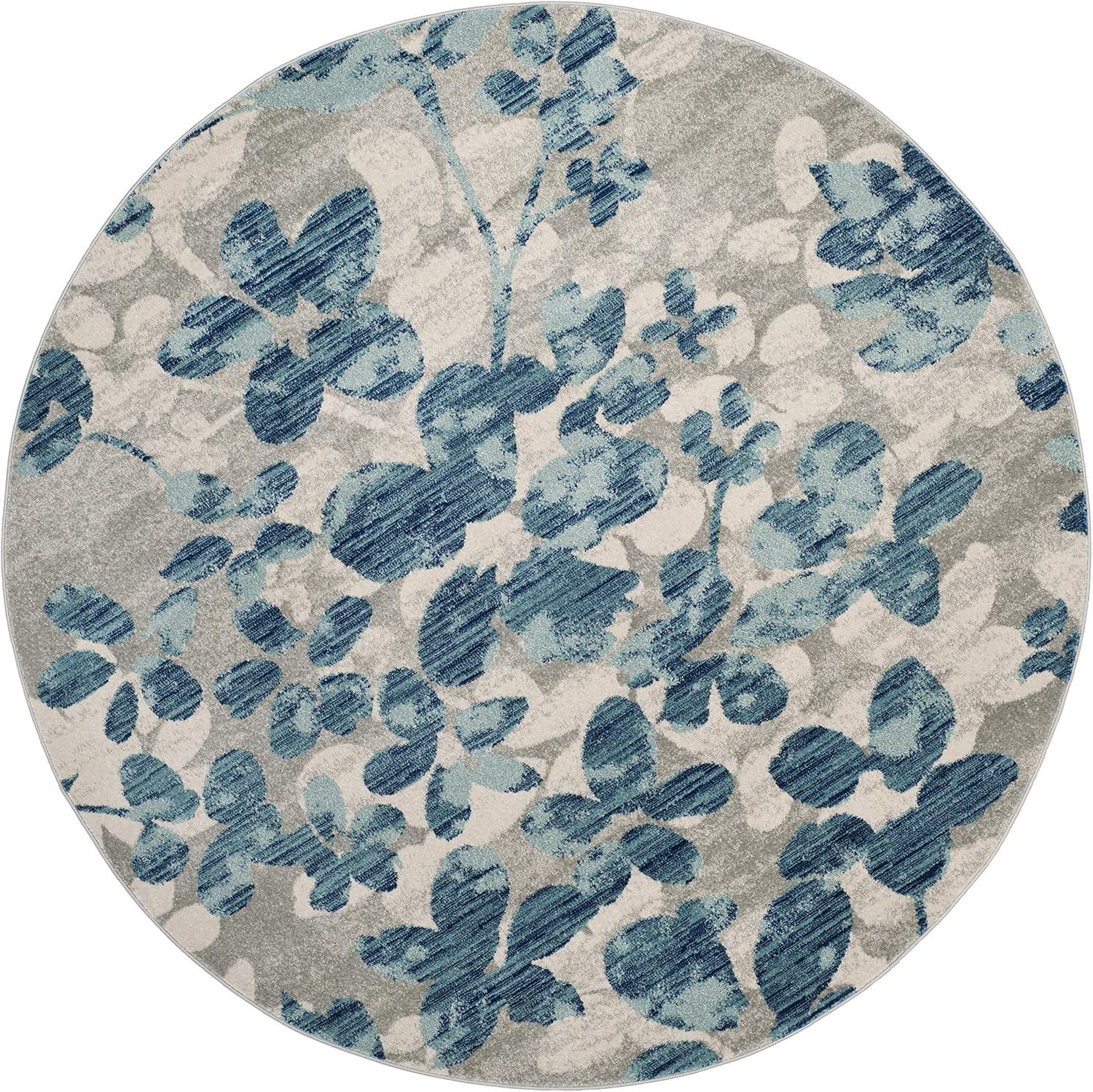 image:imageSAFAVIEH Area Rug 8x10 Evoke Collection Large Grey amp Gold Floral Design NonShedding amp Easy Cleaning Ideal for Living Room Bedroom Office Dining Space EVK236PGreyLight Blue