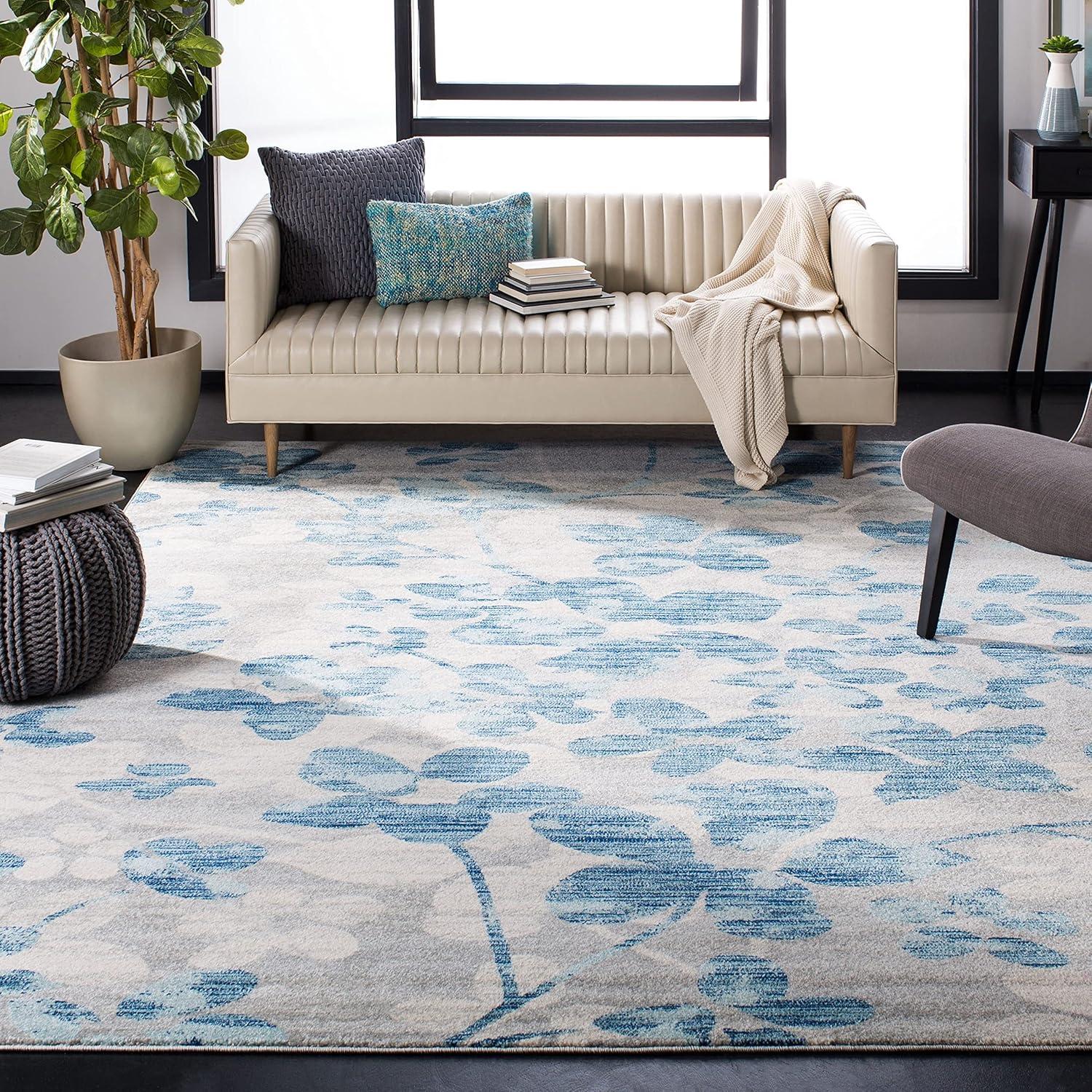image:imageSAFAVIEH Area Rug 8x10 Evoke Collection Large Grey amp Gold Floral Design NonShedding amp Easy Cleaning Ideal for Living Room Bedroom Office Dining Space EVK236PGreyGold