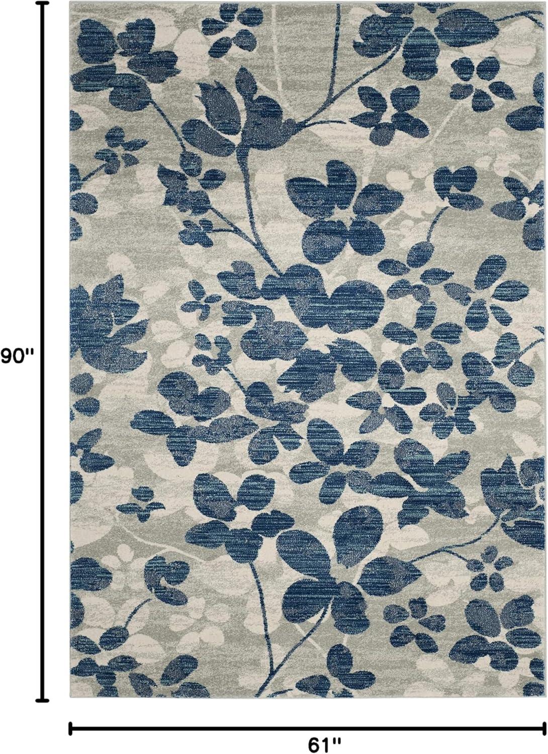 image:imageSAFAVIEH Area Rug 8x10 Evoke Collection Large Grey amp Gold Floral Design NonShedding amp Easy Cleaning Ideal for Living Room Bedroom Office Dining Space EVK236PGreyLight Blue