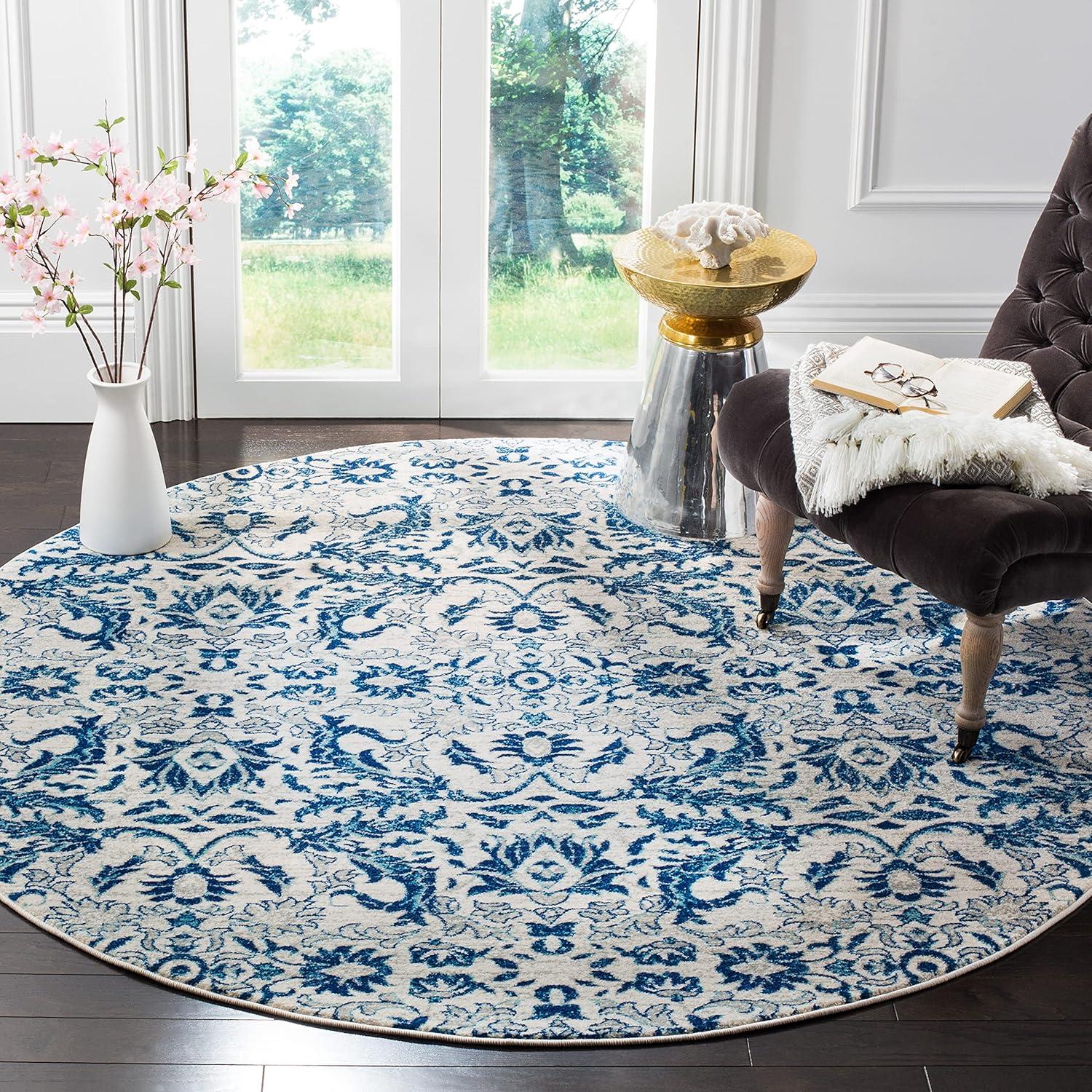 image:imageSAFAVIEH Area Rug 8x10 Evoke Collection Large Ivory amp Gold Shabby Chic Oriental Design NonShedding amp Easy Cleaning Ideal for Living Room Bedroom Office Dining Space EVK238SIvoryBlue
