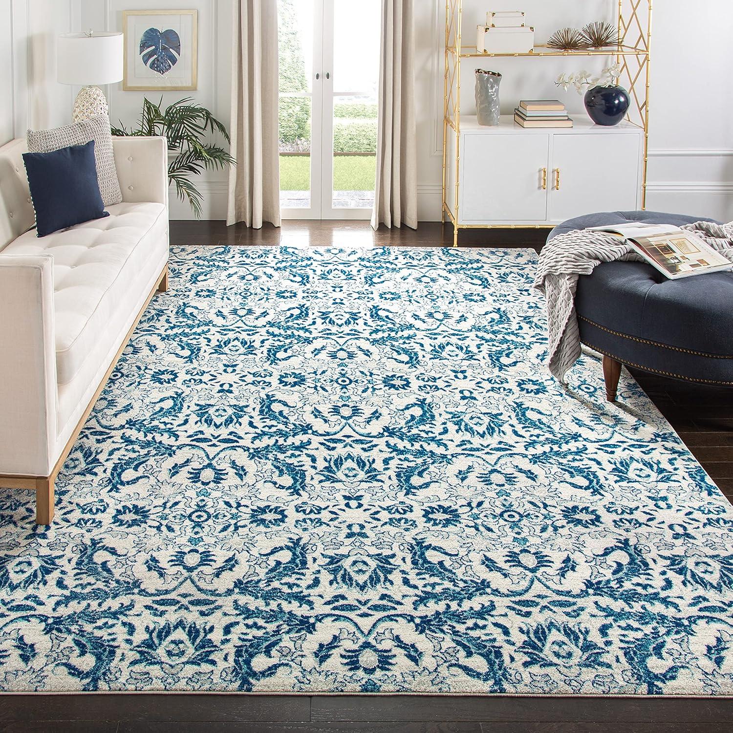 image:imageSAFAVIEH Area Rug 8x10 Evoke Collection Large Ivory amp Gold Shabby Chic Oriental Design NonShedding amp Easy Cleaning Ideal for Living Room Bedroom Office Dining Space EVK238SIvoryBlue