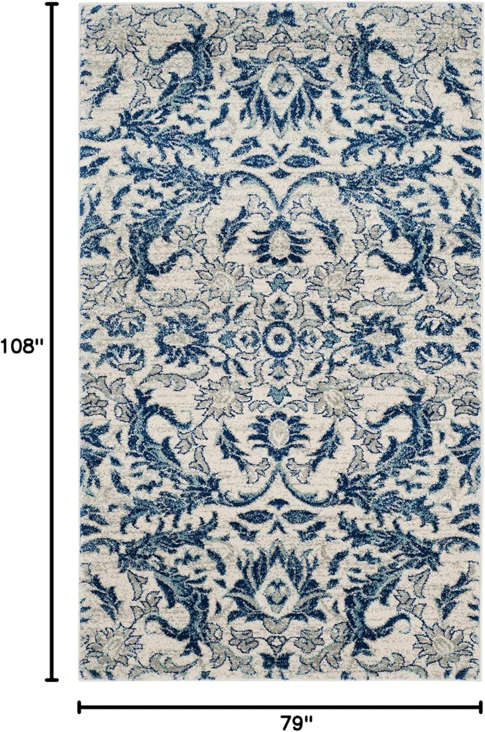 image:imageSAFAVIEH Area Rug 8x10 Evoke Collection Large Ivory amp Gold Shabby Chic Oriental Design NonShedding amp Easy Cleaning Ideal for Living Room Bedroom Office Dining Space EVK238SIvoryBlue