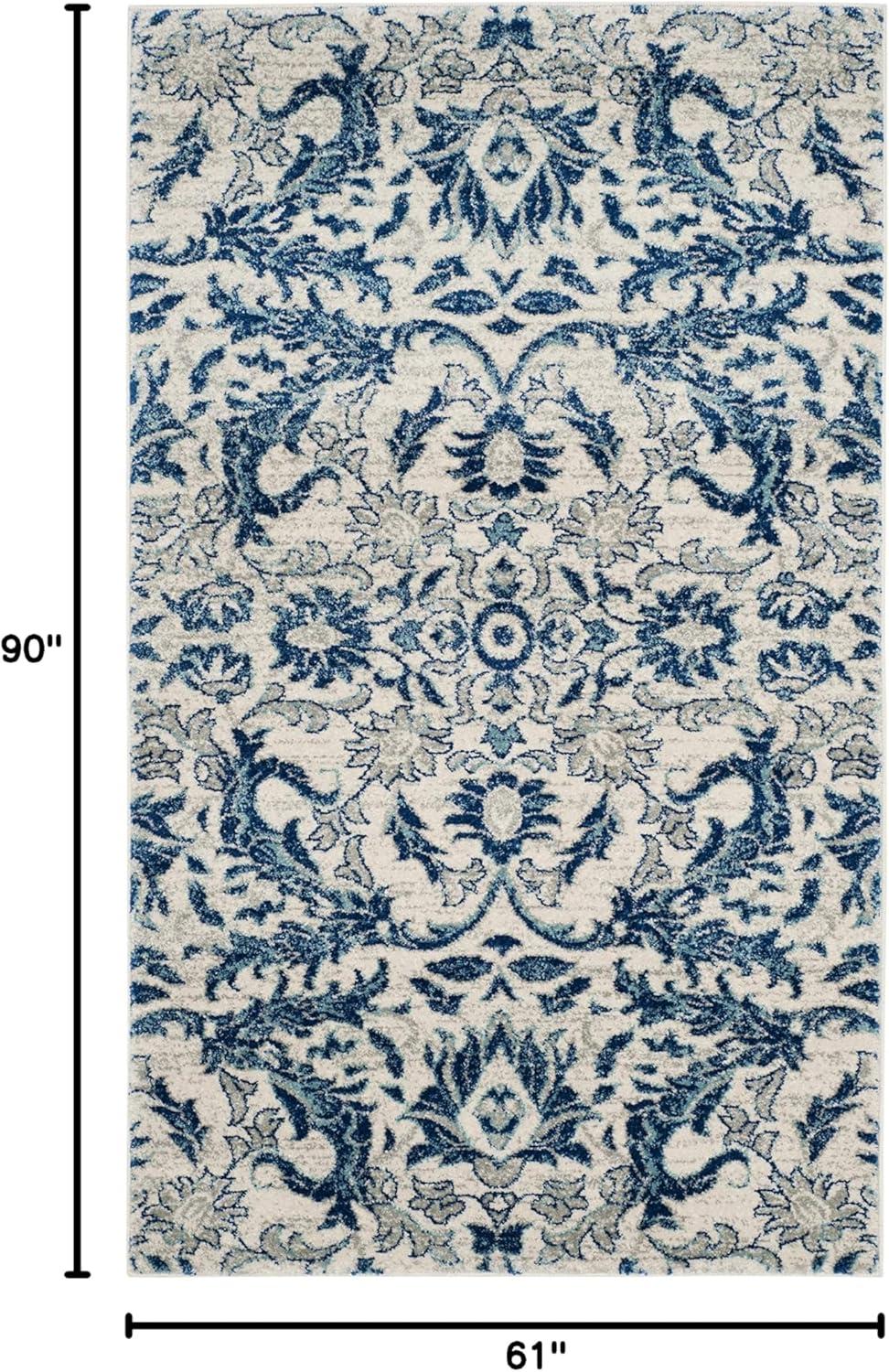 image:imageSAFAVIEH Area Rug 8x10 Evoke Collection Large Ivory amp Gold Shabby Chic Oriental Design NonShedding amp Easy Cleaning Ideal for Living Room Bedroom Office Dining Space EVK238SIvoryBlue