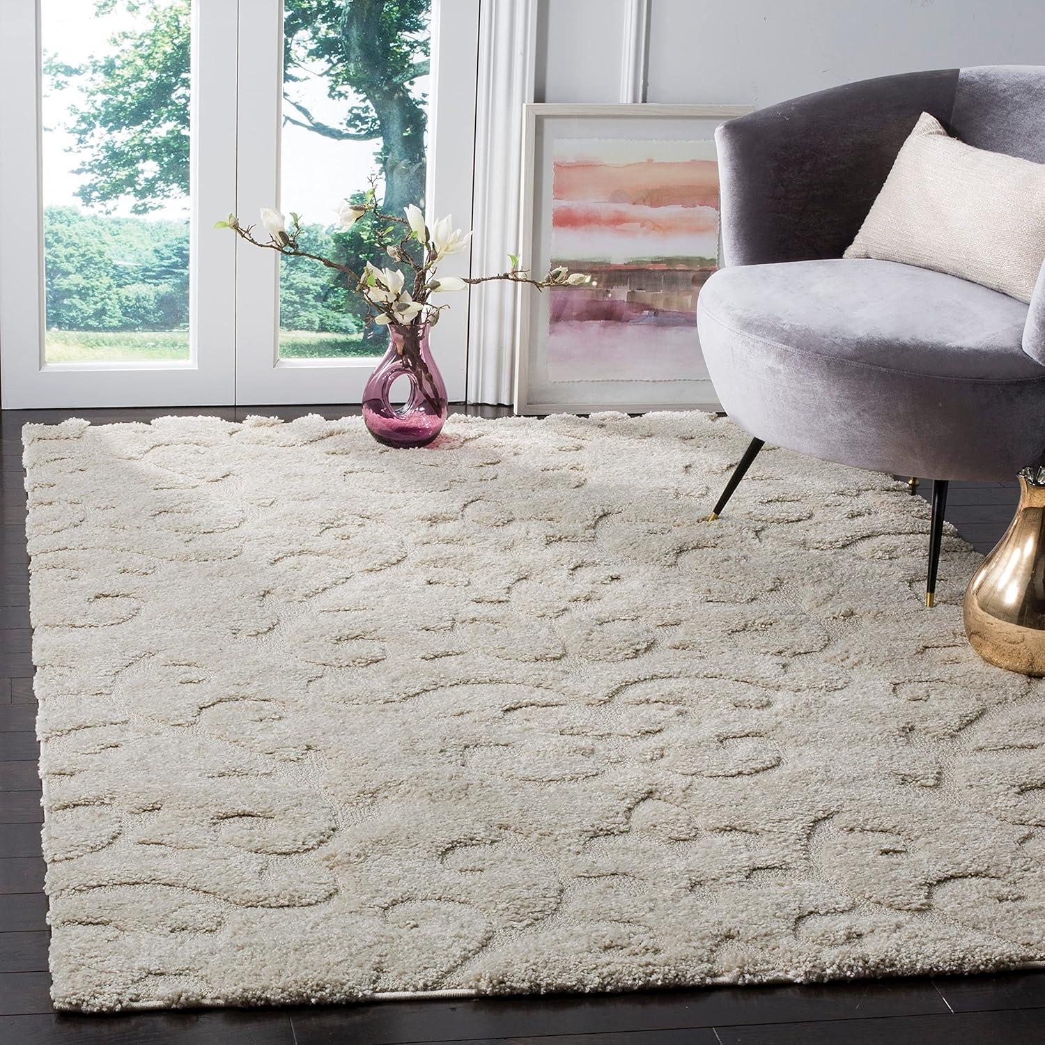 image:imageSAFAVIEH Area Rug 8x10 Florida Shag Collection Large Cream amp Beige Scroll Design NonShedding amp Easy Cleaning Plush Thick Pile Ideal for Living Room Bedroom Dining Space SG4701113Creme