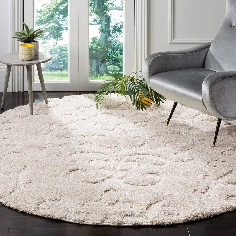 image:imageSAFAVIEH Area Rug 8x10 Florida Shag Collection Large Cream amp Beige Scroll Design NonShedding amp Easy Cleaning Plush Thick Pile Ideal for Living Room Bedroom Dining Space SG4701113Creme