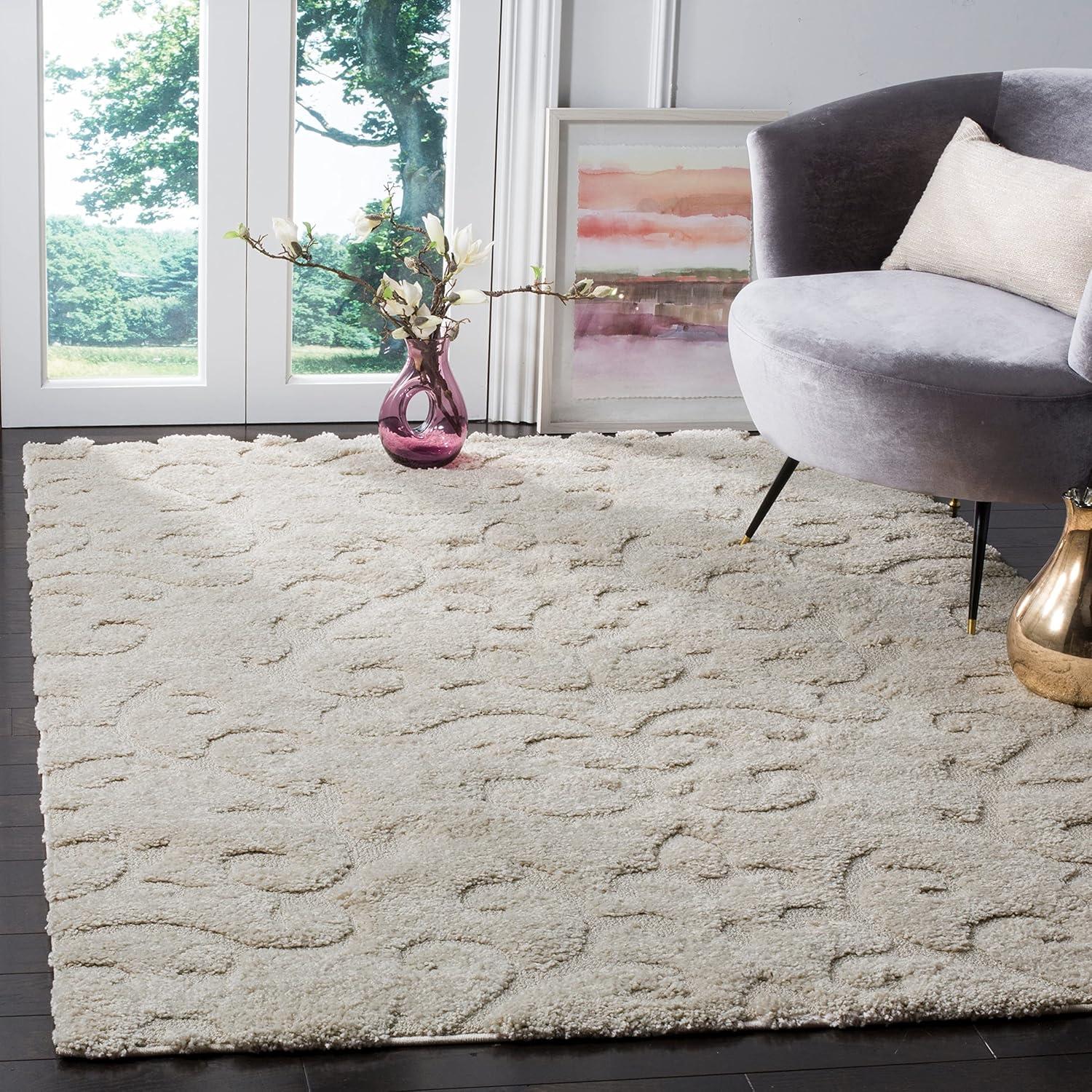 image:imageSAFAVIEH Area Rug 8x10 Florida Shag Collection Large Cream amp Beige Scroll Design NonShedding amp Easy Cleaning Plush Thick Pile Ideal for Living Room Bedroom Dining Space SG4701113CreamBeige