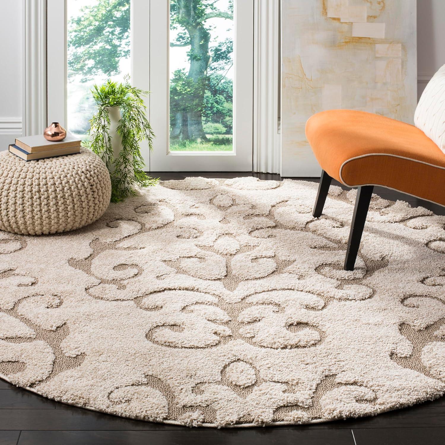 image:imageSAFAVIEH Area Rug 8x10 Florida Shag Collection Large Cream amp Beige Scroll Design NonShedding amp Easy Cleaning Plush Thick Pile Ideal for Living Room Bedroom Dining Space SG4701113CreamBeige