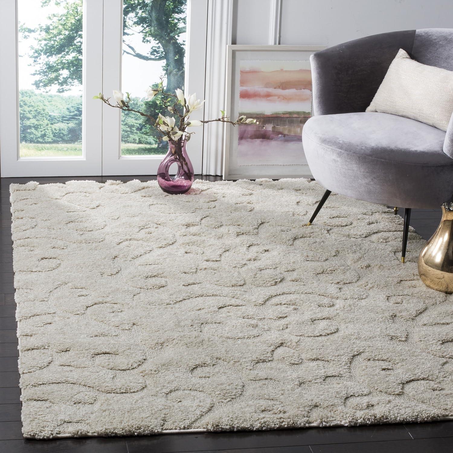 image:imageSAFAVIEH Area Rug 8x10 Florida Shag Collection Large Cream amp Beige Scroll Design NonShedding amp Easy Cleaning Plush Thick Pile Ideal for Living Room Bedroom Dining Space SG4701113Creme