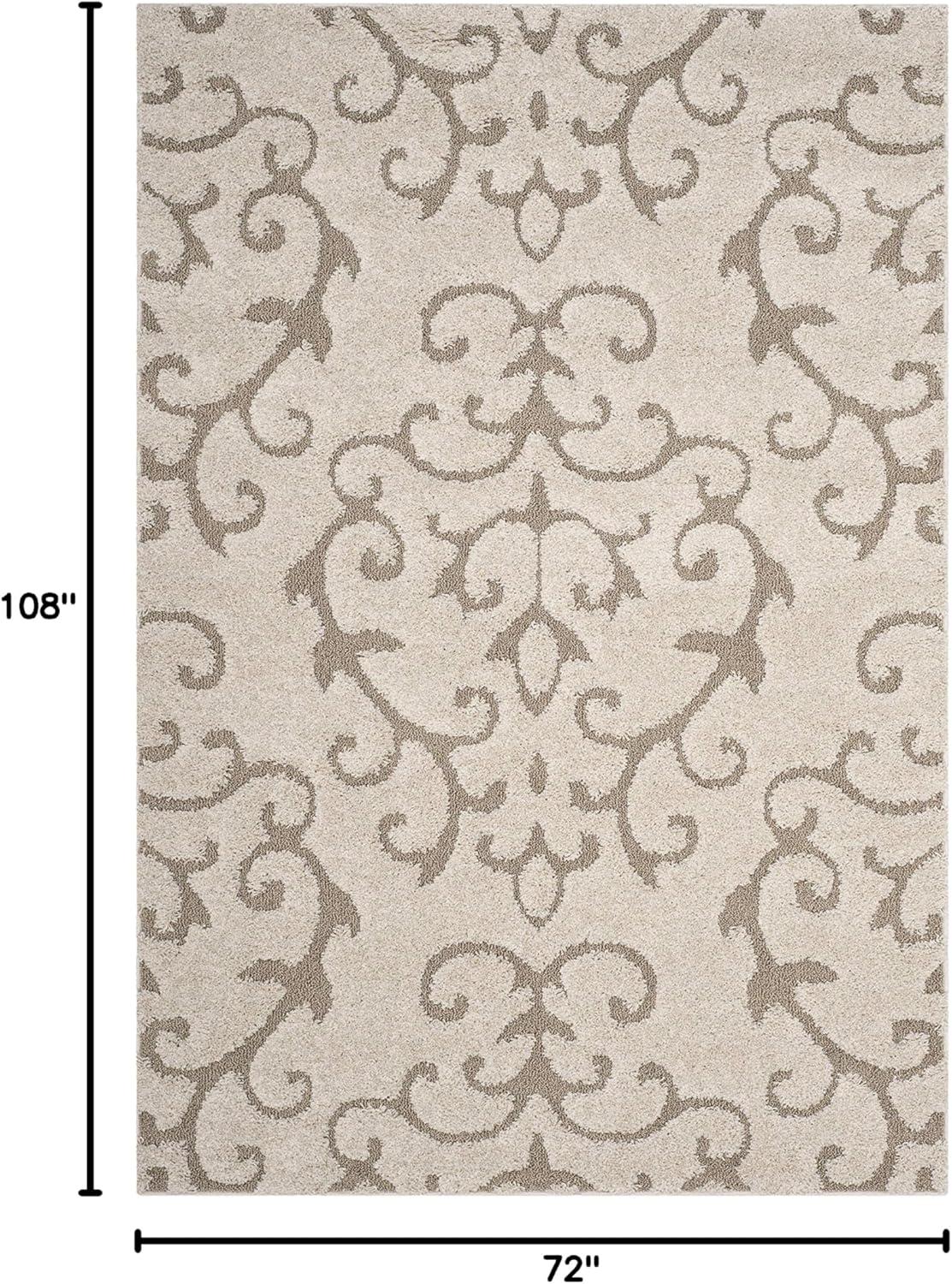 image:imageSAFAVIEH Area Rug 8x10 Florida Shag Collection Large Cream amp Beige Scroll Design NonShedding amp Easy Cleaning Plush Thick Pile Ideal for Living Room Bedroom Dining Space SG4701113CreamBeige