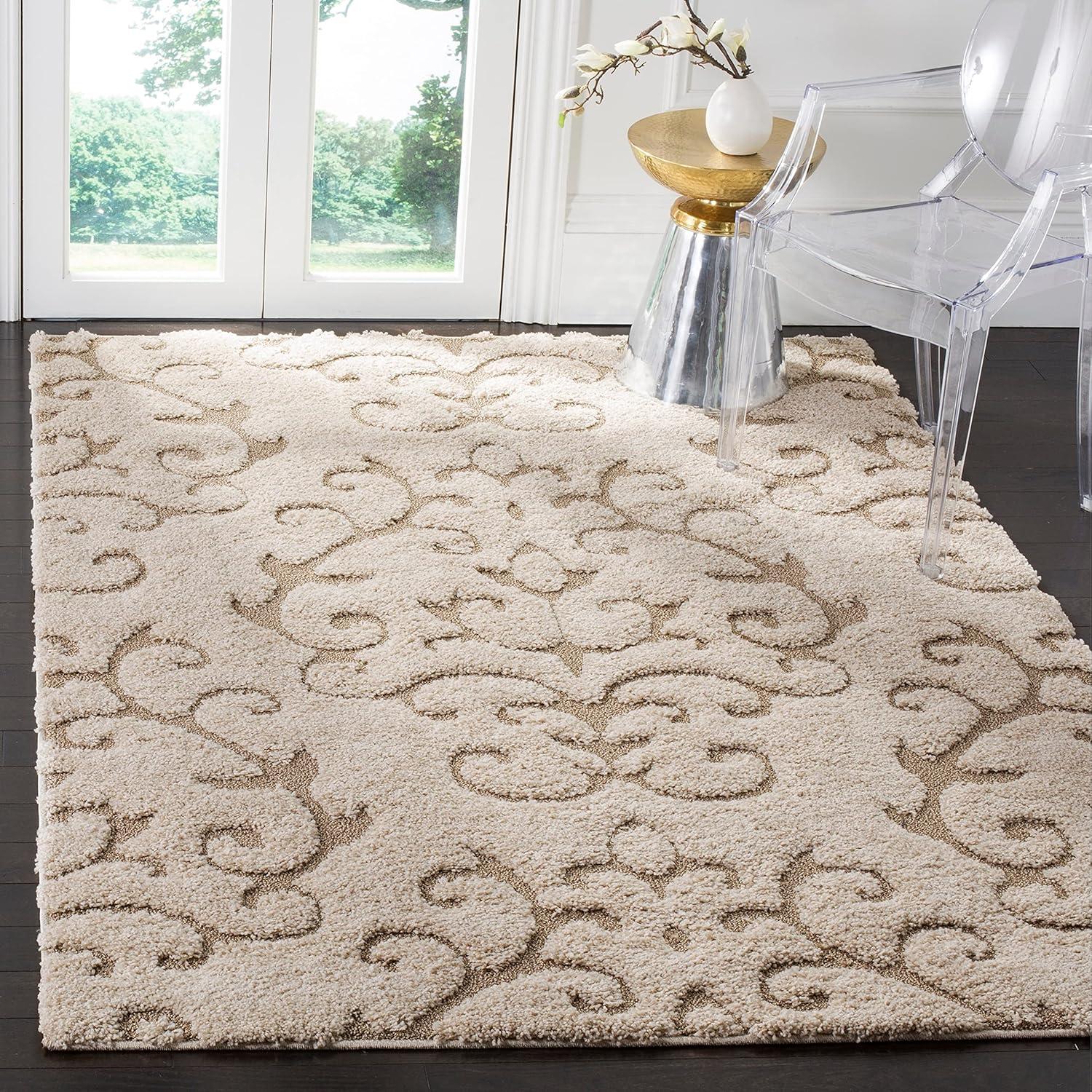 image:imageSAFAVIEH Area Rug 8x10 Florida Shag Collection Large Cream amp Beige Scroll Design NonShedding amp Easy Cleaning Plush Thick Pile Ideal for Living Room Bedroom Dining Space SG4701113CreamBeige