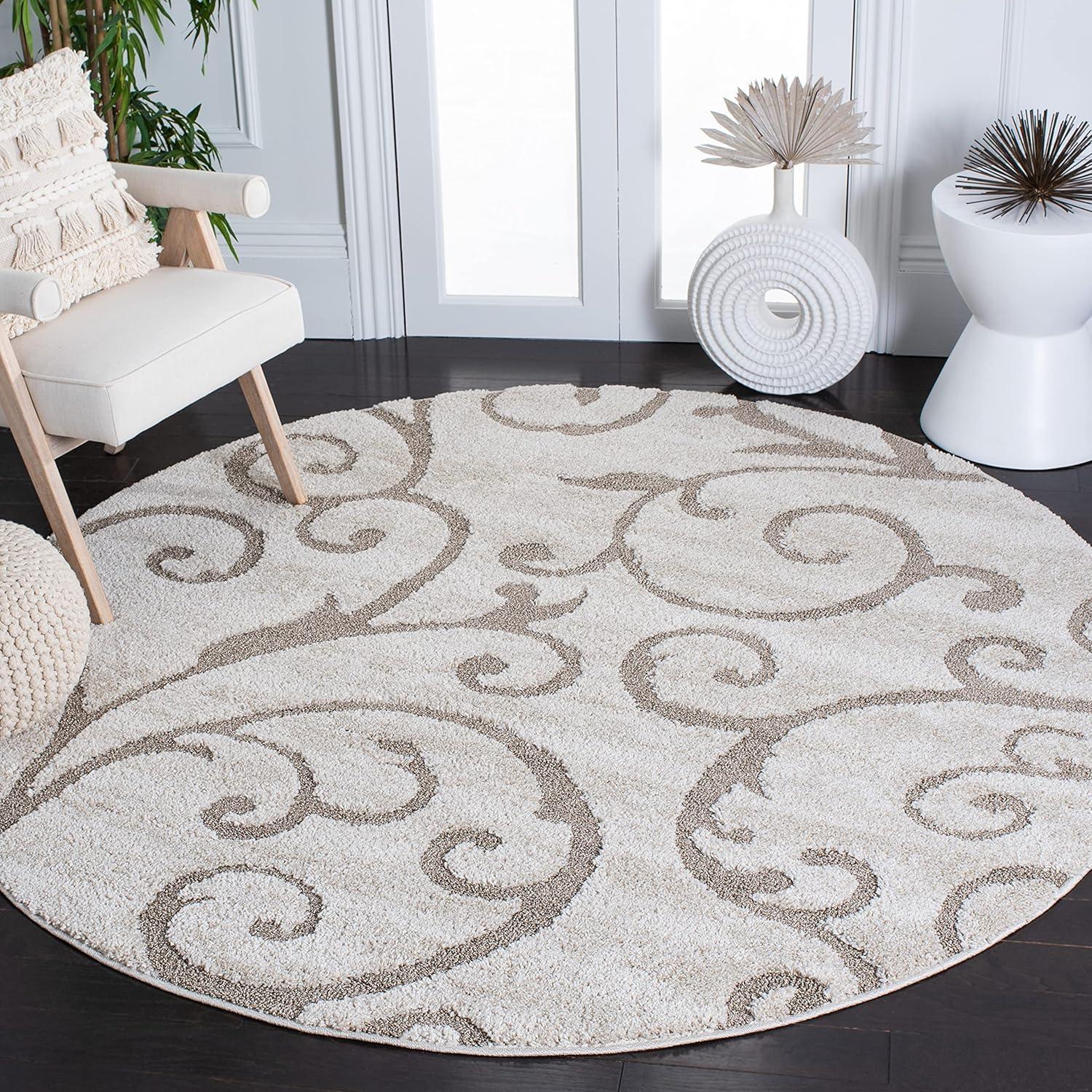 image:imageSAFAVIEH Area Rug 8x10 Florida Shag Collection Large Cream amp Blue Scroll Design NonShedding amp Easy to Clean HighLow Plush Pile Ideal for Living Room Bedroom Dining Space SG4551165IvoryBeige