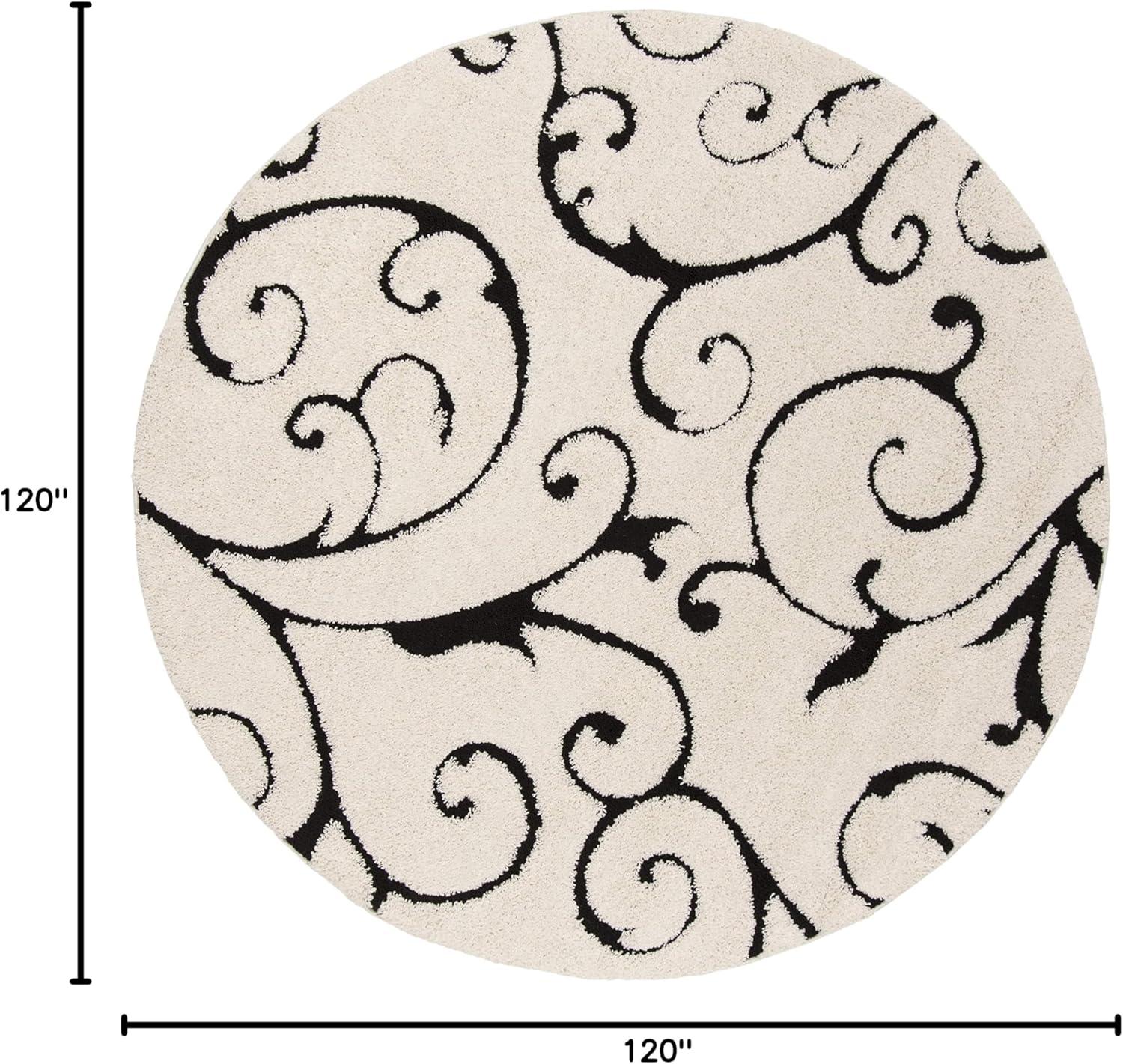 image:imageSAFAVIEH Area Rug 8x10 Florida Shag Collection Large Cream amp Blue Scroll Design NonShedding amp Easy to Clean HighLow Plush Pile Ideal for Living Room Bedroom Dining Space SG4551165IvoryBlack