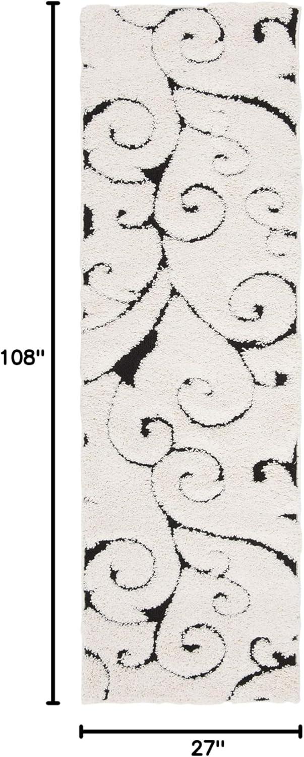 image:imageSAFAVIEH Area Rug 8x10 Florida Shag Collection Large Cream amp Blue Scroll Design NonShedding amp Easy to Clean HighLow Plush Pile Ideal for Living Room Bedroom Dining Space SG4551165IvoryBlack