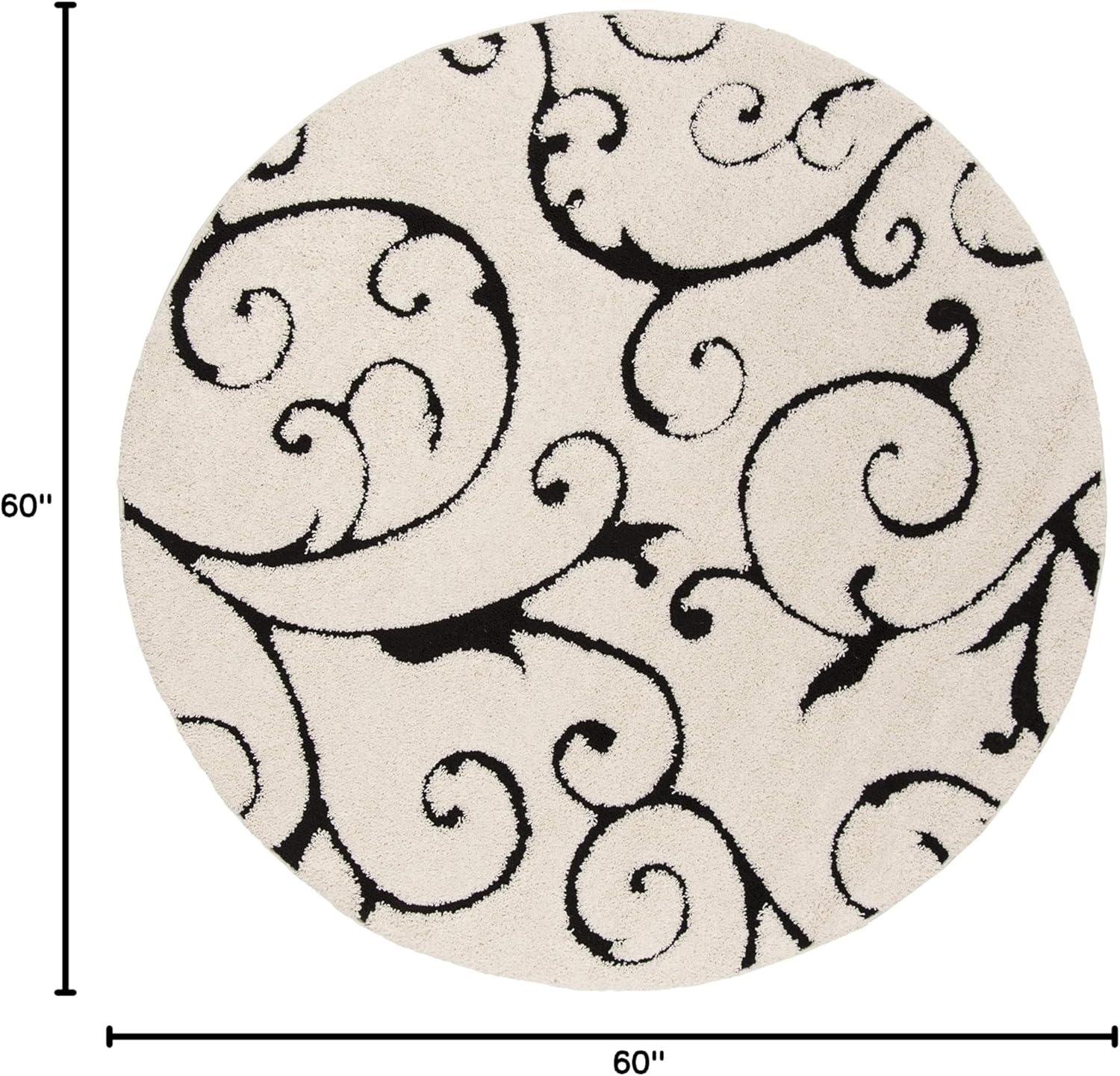 image:imageSAFAVIEH Area Rug 8x10 Florida Shag Collection Large Cream amp Blue Scroll Design NonShedding amp Easy to Clean HighLow Plush Pile Ideal for Living Room Bedroom Dining Space SG4551165IvoryBlack