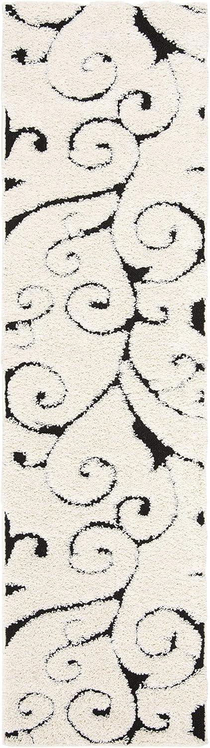 image:imageSAFAVIEH Area Rug 8x10 Florida Shag Collection Large Cream amp Blue Scroll Design NonShedding amp Easy to Clean HighLow Plush Pile Ideal for Living Room Bedroom Dining Space SG4551165IvoryBlack