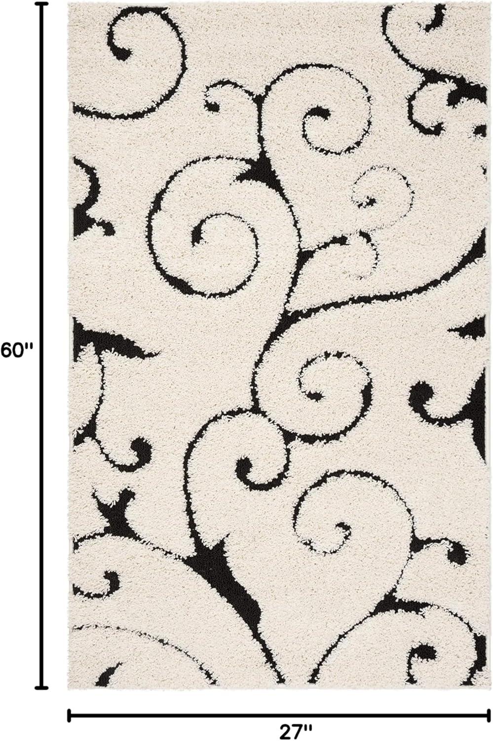 image:imageSAFAVIEH Area Rug 8x10 Florida Shag Collection Large Cream amp Blue Scroll Design NonShedding amp Easy to Clean HighLow Plush Pile Ideal for Living Room Bedroom Dining Space SG4551165IvoryBlack