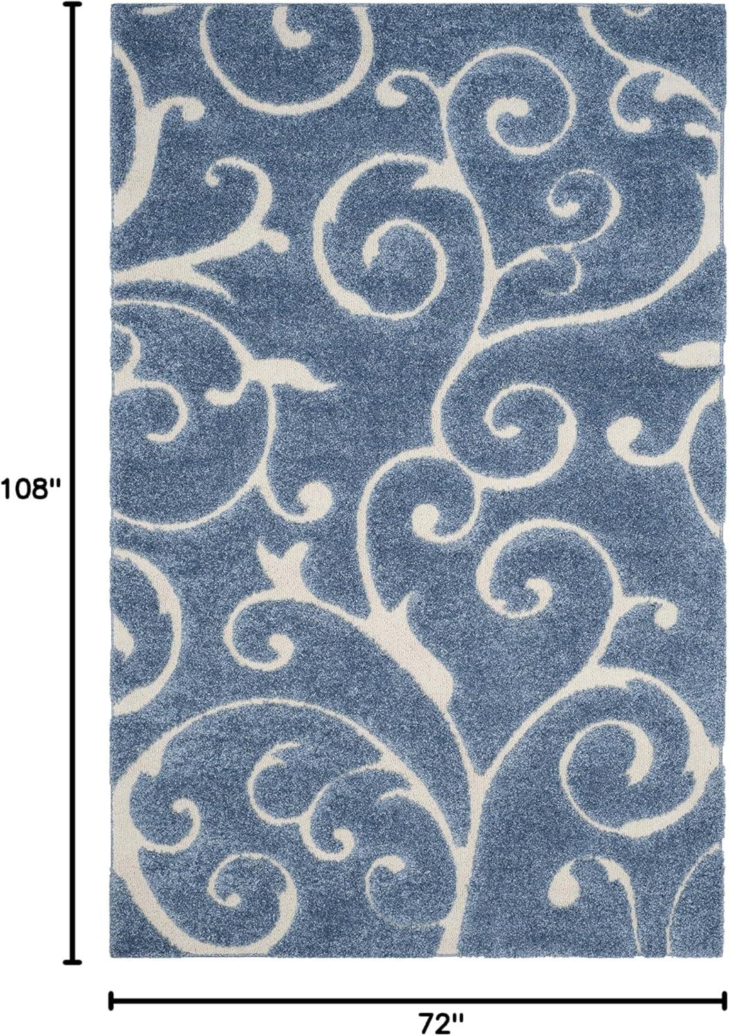 image:imageSAFAVIEH Area Rug 8x10 Florida Shag Collection Large Cream amp Blue Scroll Design NonShedding amp Easy to Clean HighLow Plush Pile Ideal for Living Room Bedroom Dining Space SG4551165Light BlueCream