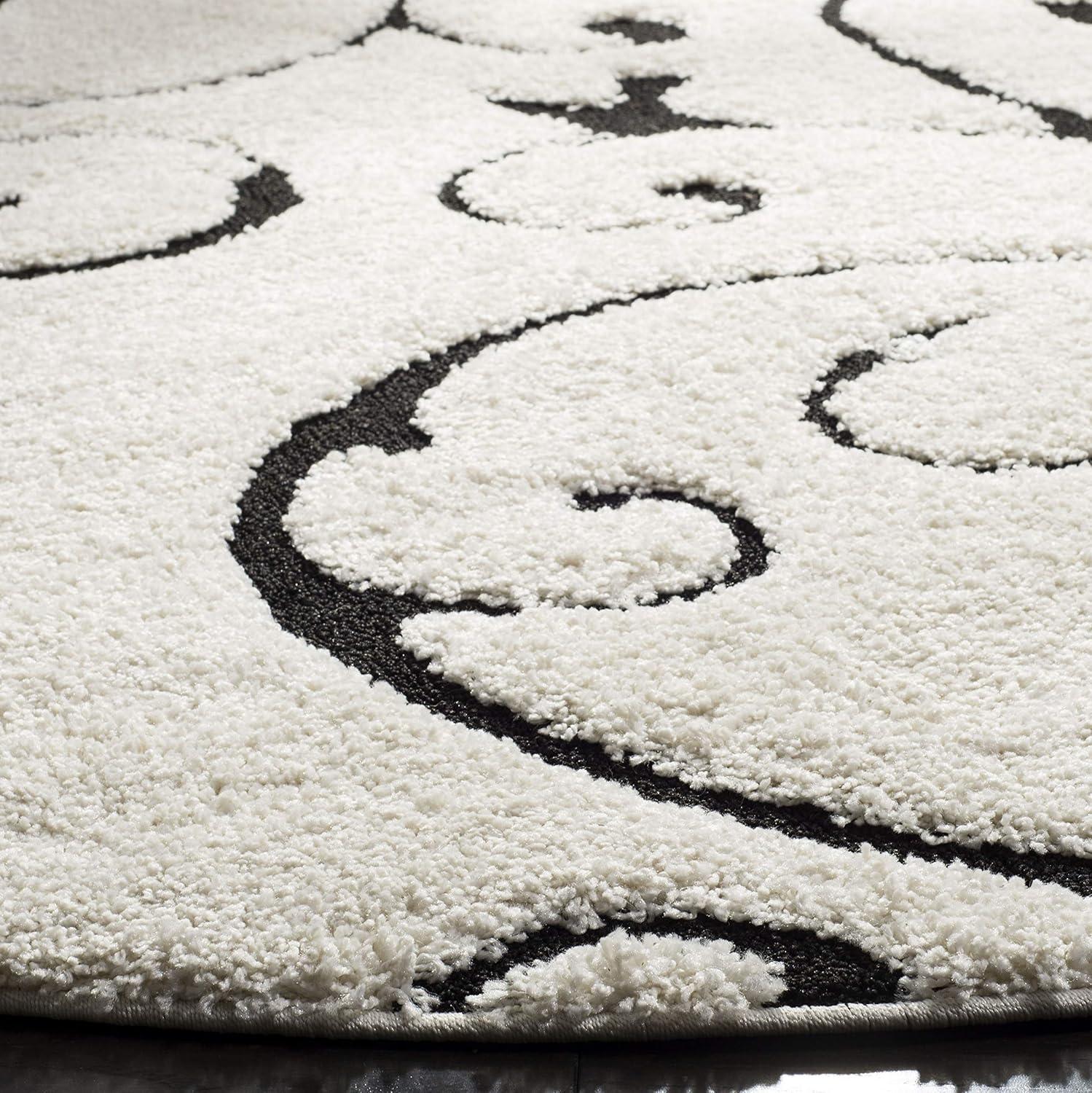 image:imageSAFAVIEH Area Rug 8x10 Florida Shag Collection Large Cream amp Blue Scroll Design NonShedding amp Easy to Clean HighLow Plush Pile Ideal for Living Room Bedroom Dining Space SG4551165IvoryBlack